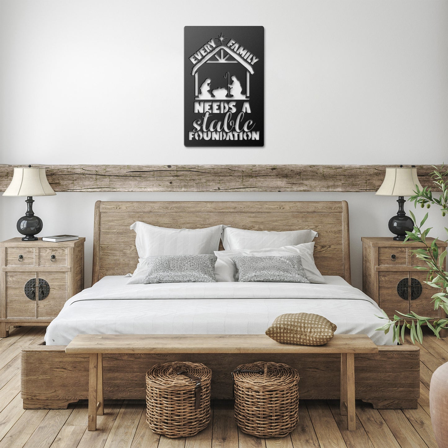 Every Family Needs A Stable Foundation Metal Sign, Jesus Nativity scene, Xmas Jesus, Christian Sign, Metal Wall Art, Housewarming Gift,