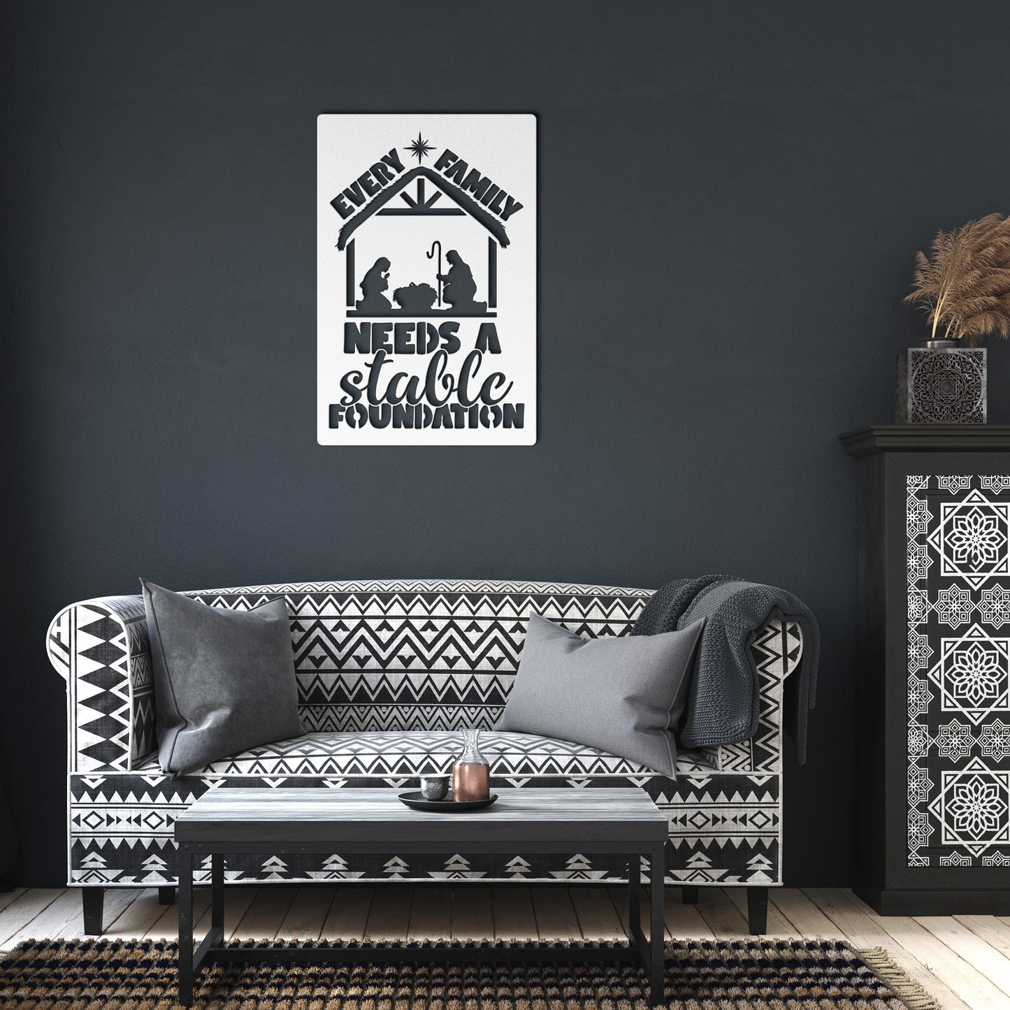 Every Family Needs A Stable Foundation Metal Sign, Jesus Nativity scene, Xmas Jesus, Christian Sign, Metal Wall Art, Housewarming Gift,