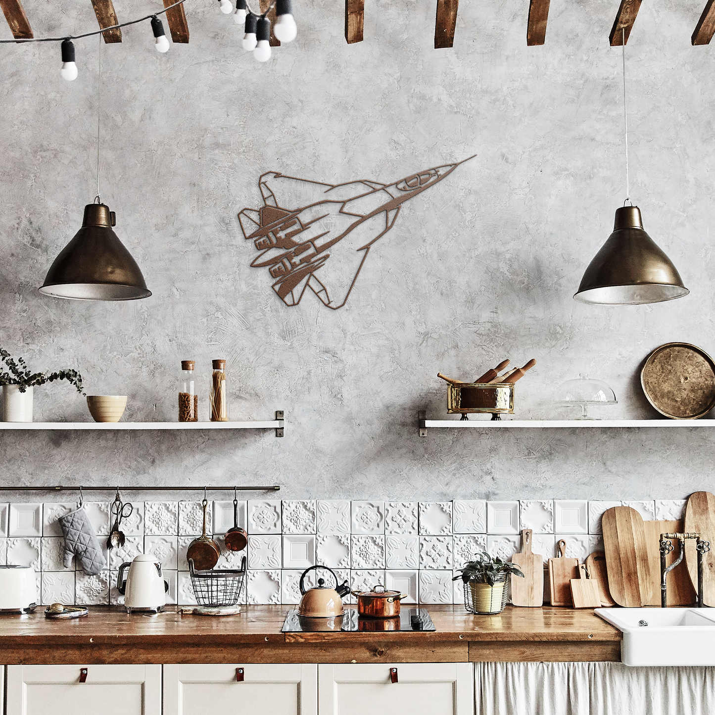 Fighter_Jet_Aircraft_Metal_Wall_Art_Gif_Copper_Rustic_Kitchen_Mockup.png