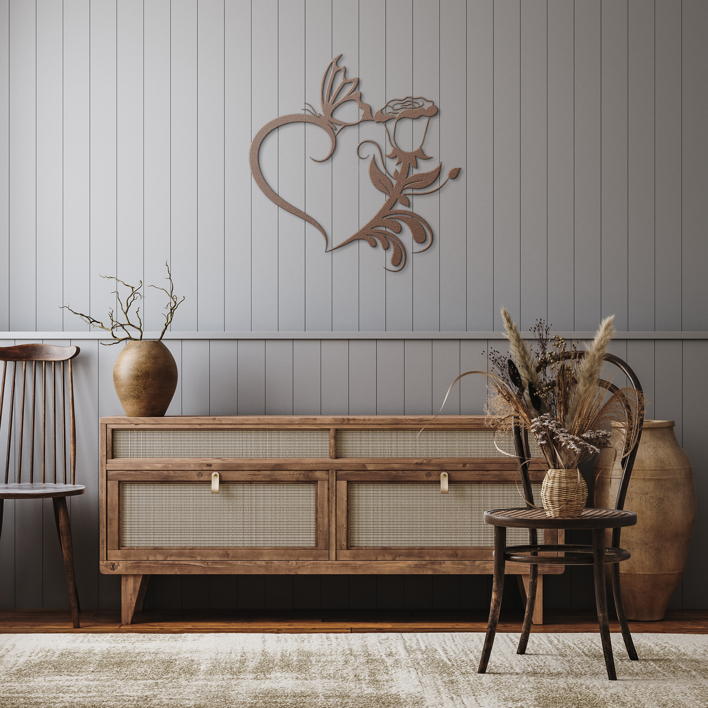 Floral_Heart_Butterfly_Metal_Sign_Livin_Copper_Rustic_Hallway_Mockup.png