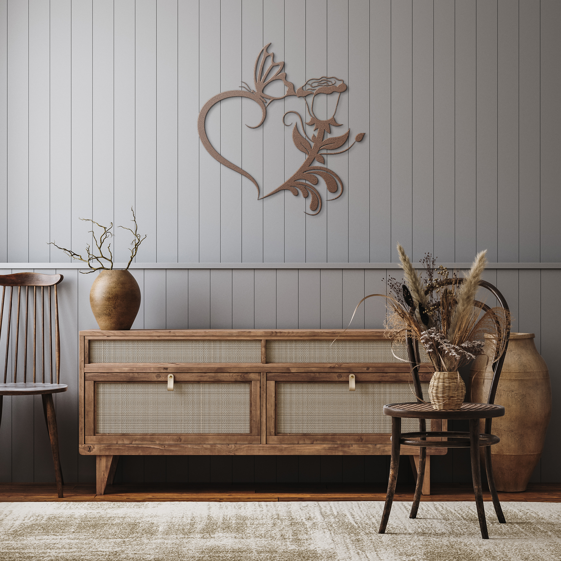 Floral_Heart_Butterfly_Metal_Sign_Livin_Copper_Rustic_Hallway_Mockup.png