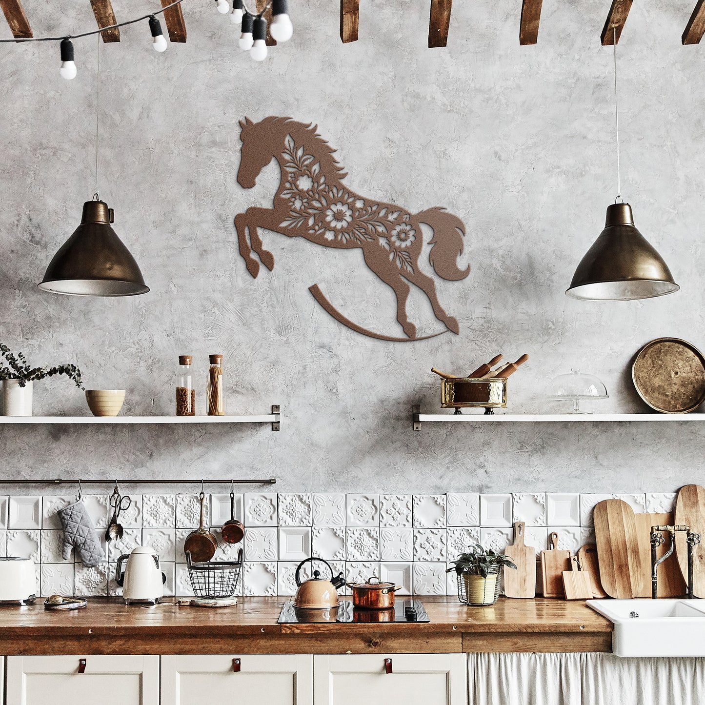 Floral Horse Silhouette