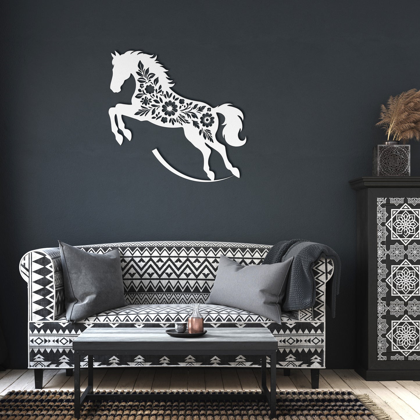 Floral Horse Silhouette