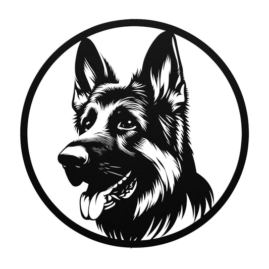 German Shepherd Dog Silhouette Metal Sign