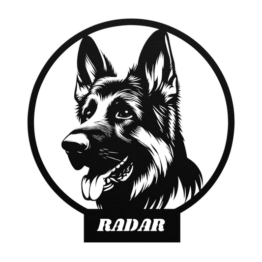 German Shepherd Dog Silhouette Metal Sign
