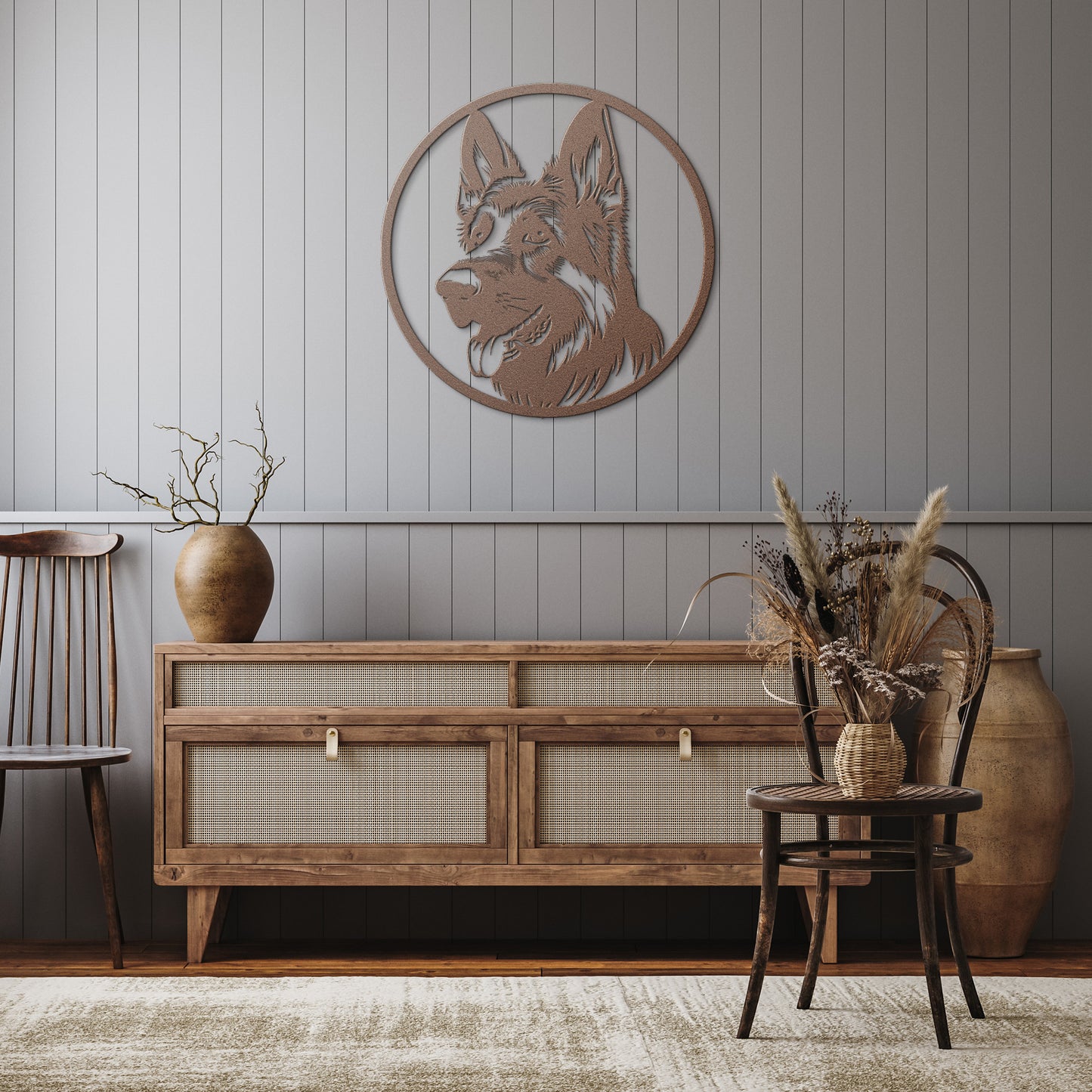 German Shepherd Dog Silhouette Metal Sign