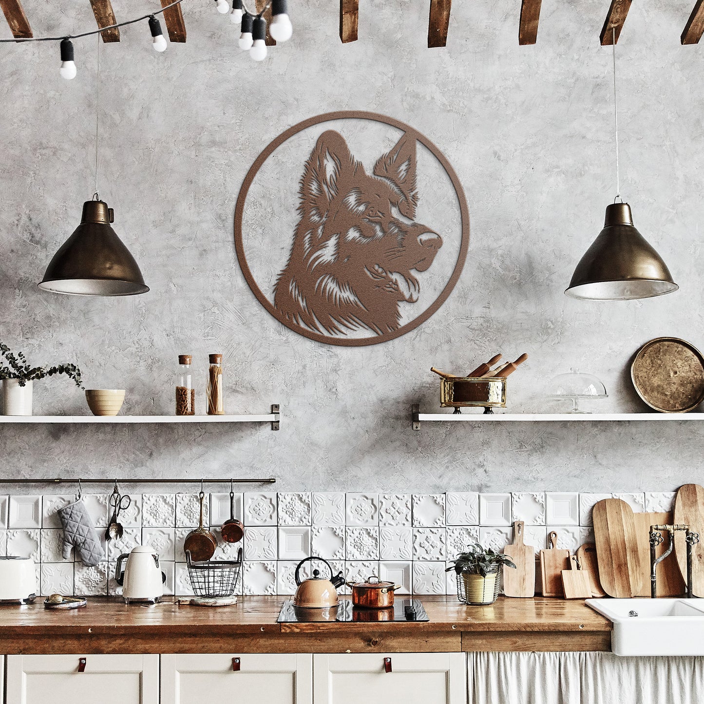 German Shepherd Dog Silhouette Metal Sign