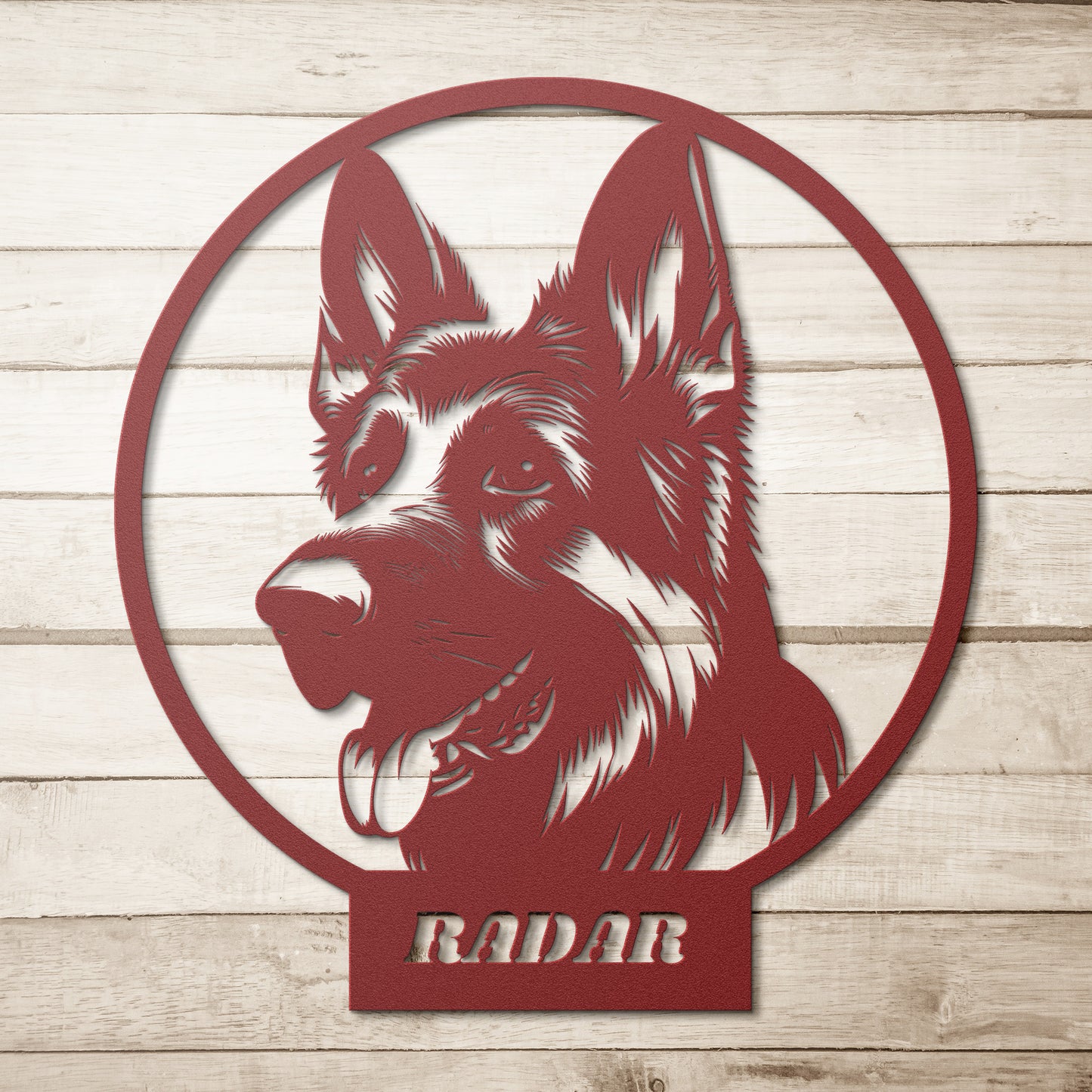 German Shepherd Dog Silhouette Metal Sign