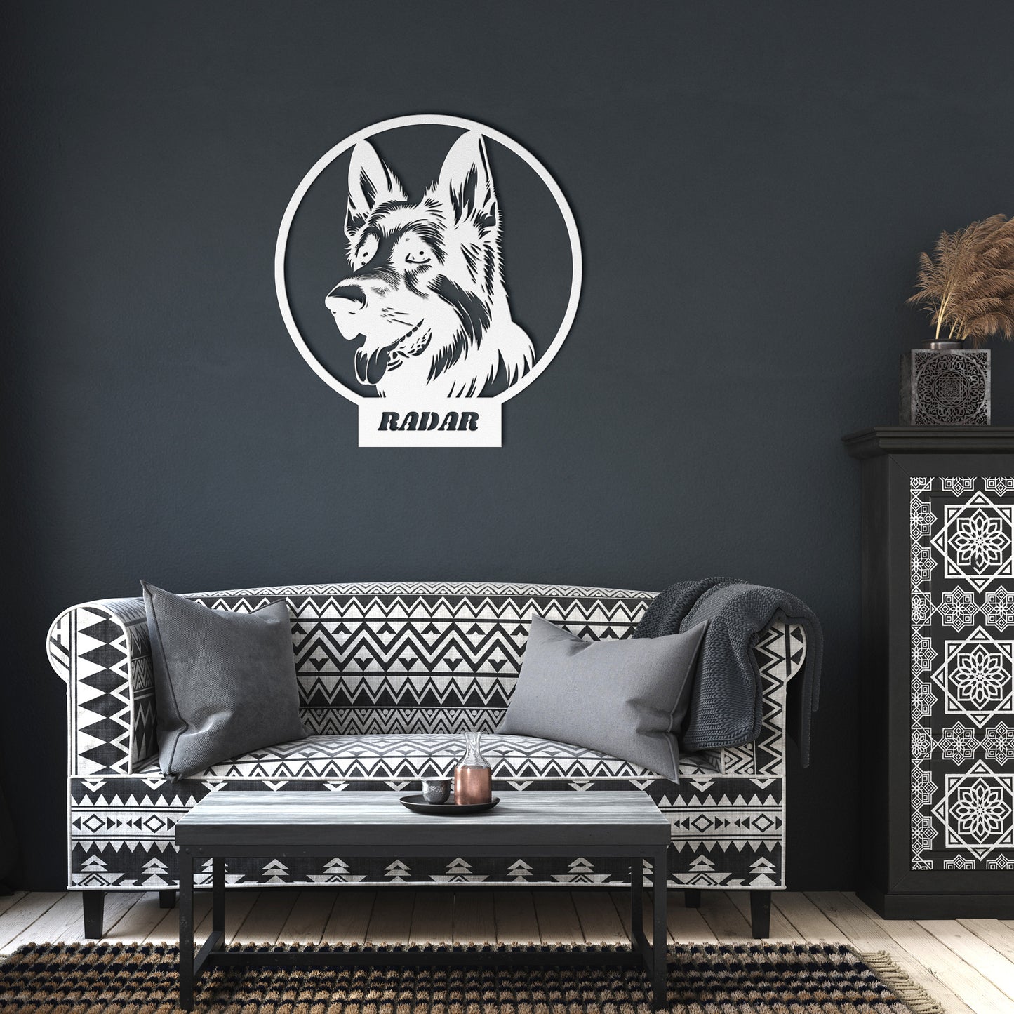 German Shepherd Dog Silhouette Metal Sign