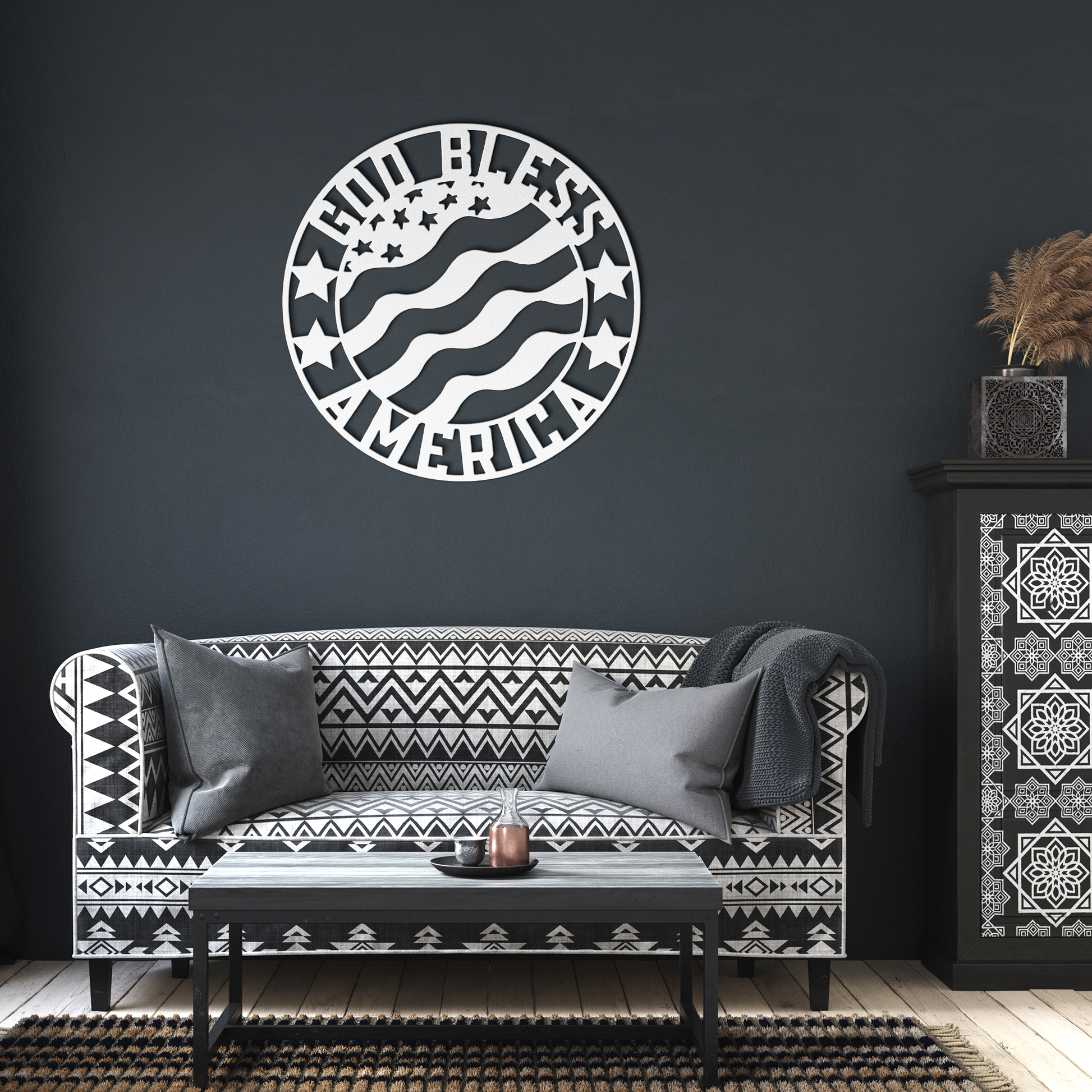 God_Bless_America_Metal_Sign_USA_Flag_M_White_Dark_Living_Room_Mockup.png