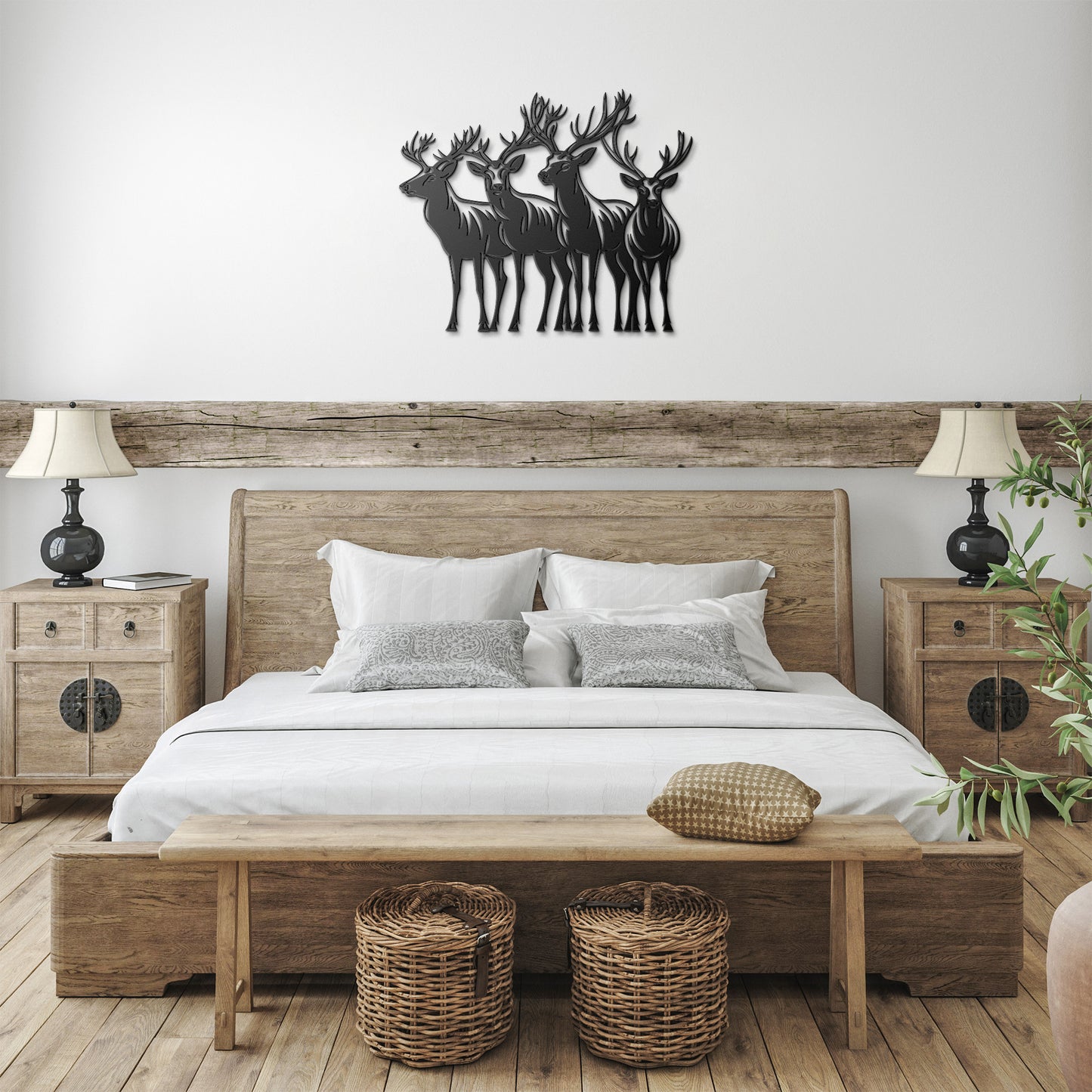 Group of Deer Elk Metal Sign, Deer Buck Art, Cabin Decoration, Housewarming Gift