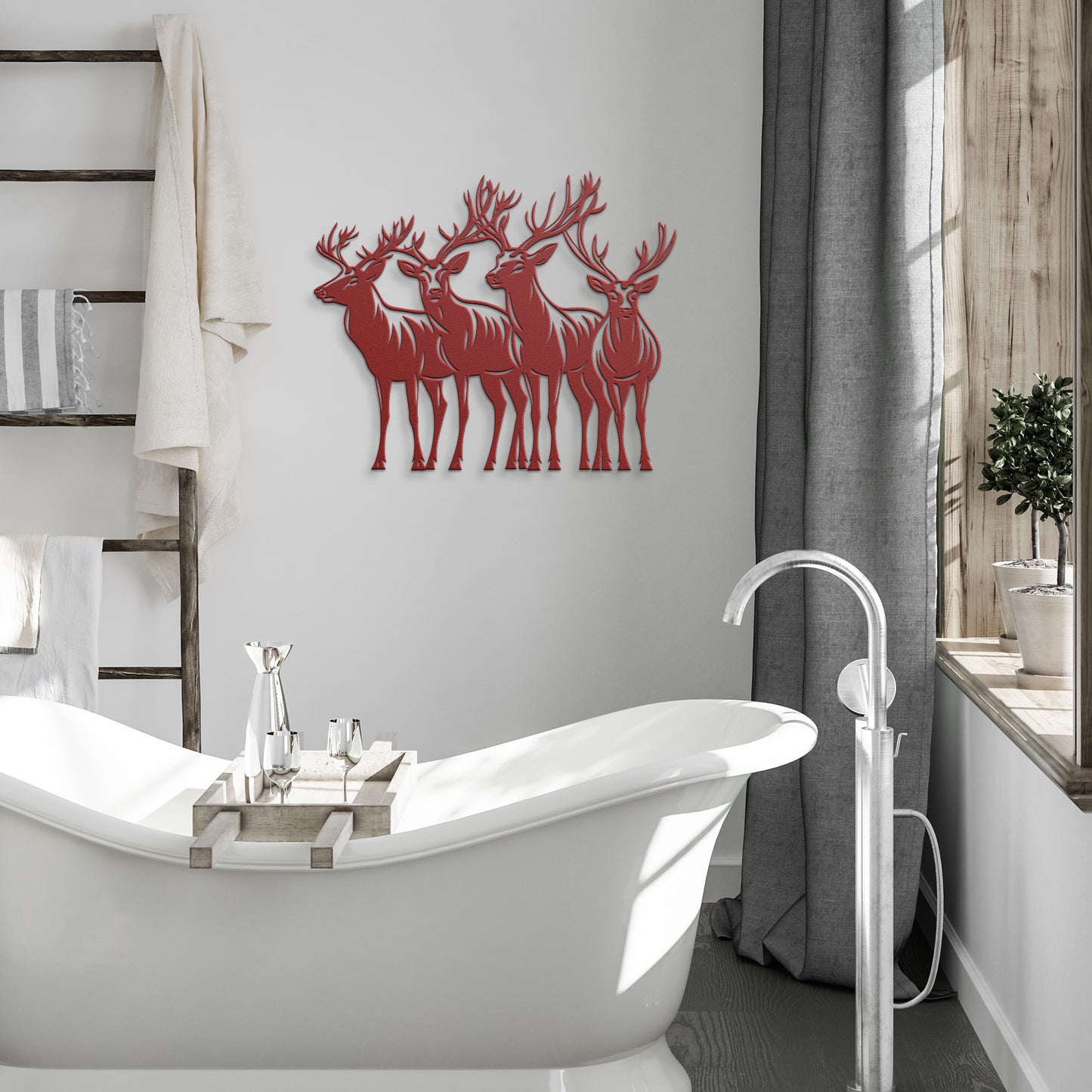 Group of Deer Elk Metal Sign, Deer Buck Art, Cabin Decoration, Housewarming Gift