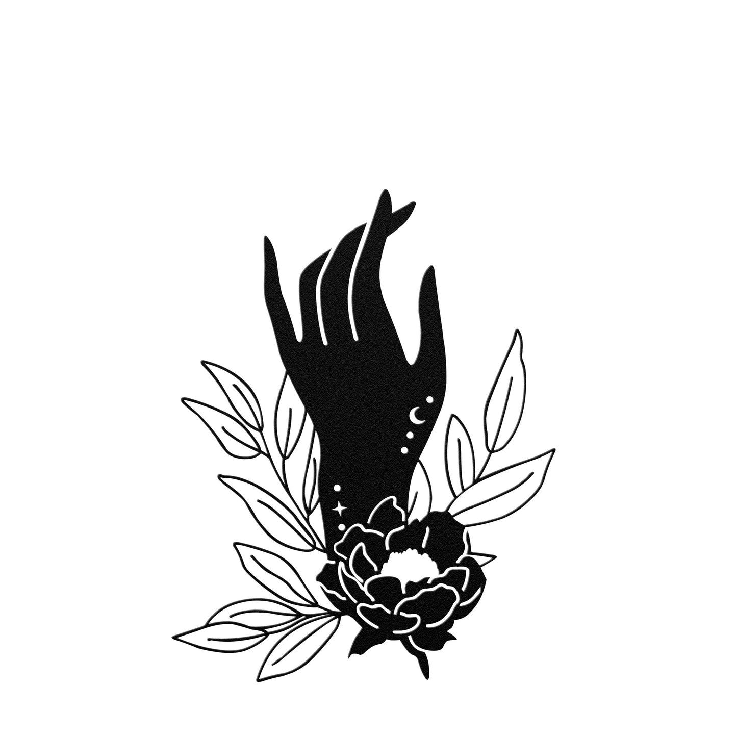 Hand and Flower celestial metal sign, Celestial Art, Home Decor, Metal Sign Wall Art