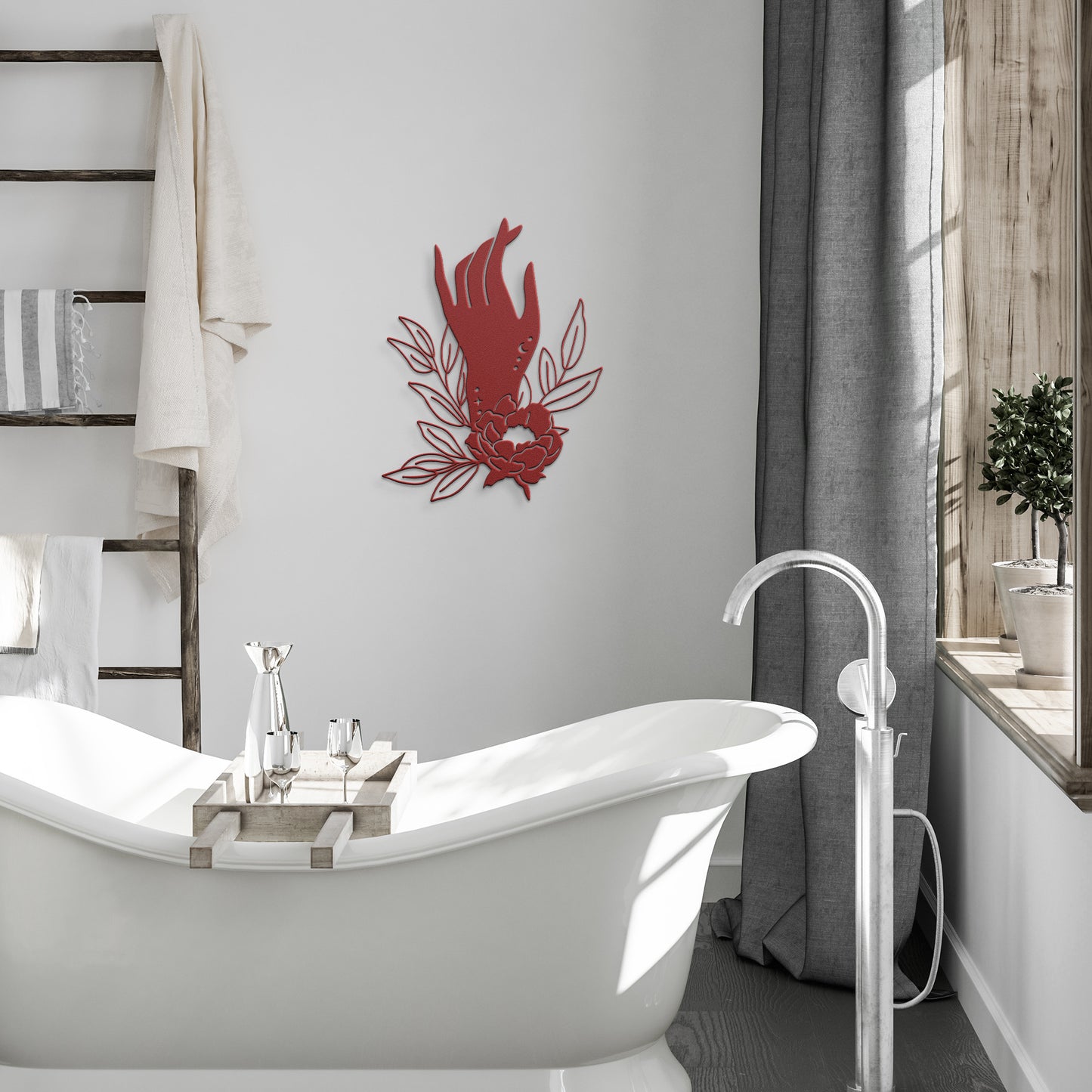 Hand and Flower celestial metal sign, Celestial Art, Home Decor, Metal Sign Wall Art