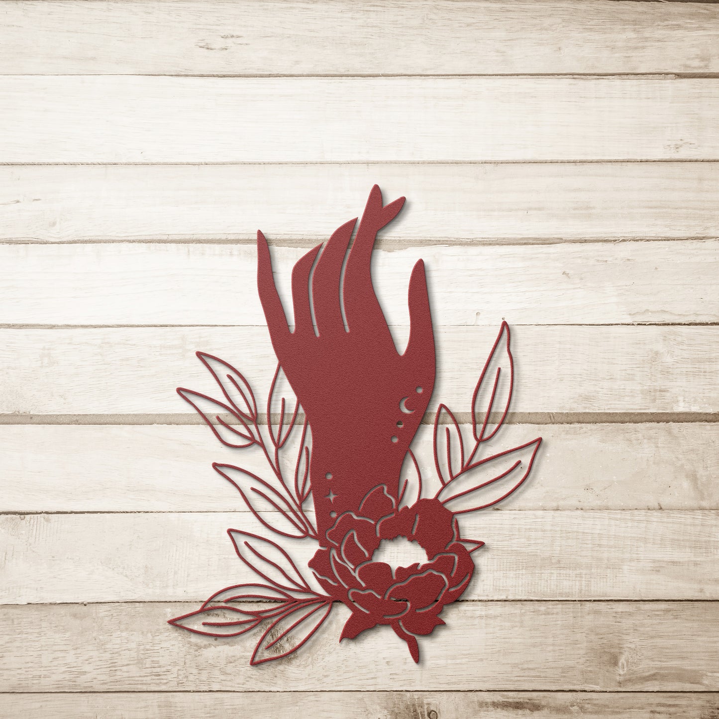 Hand and Flower celestial metal sign, Celestial Art, Home Decor, Metal Sign Wall Art