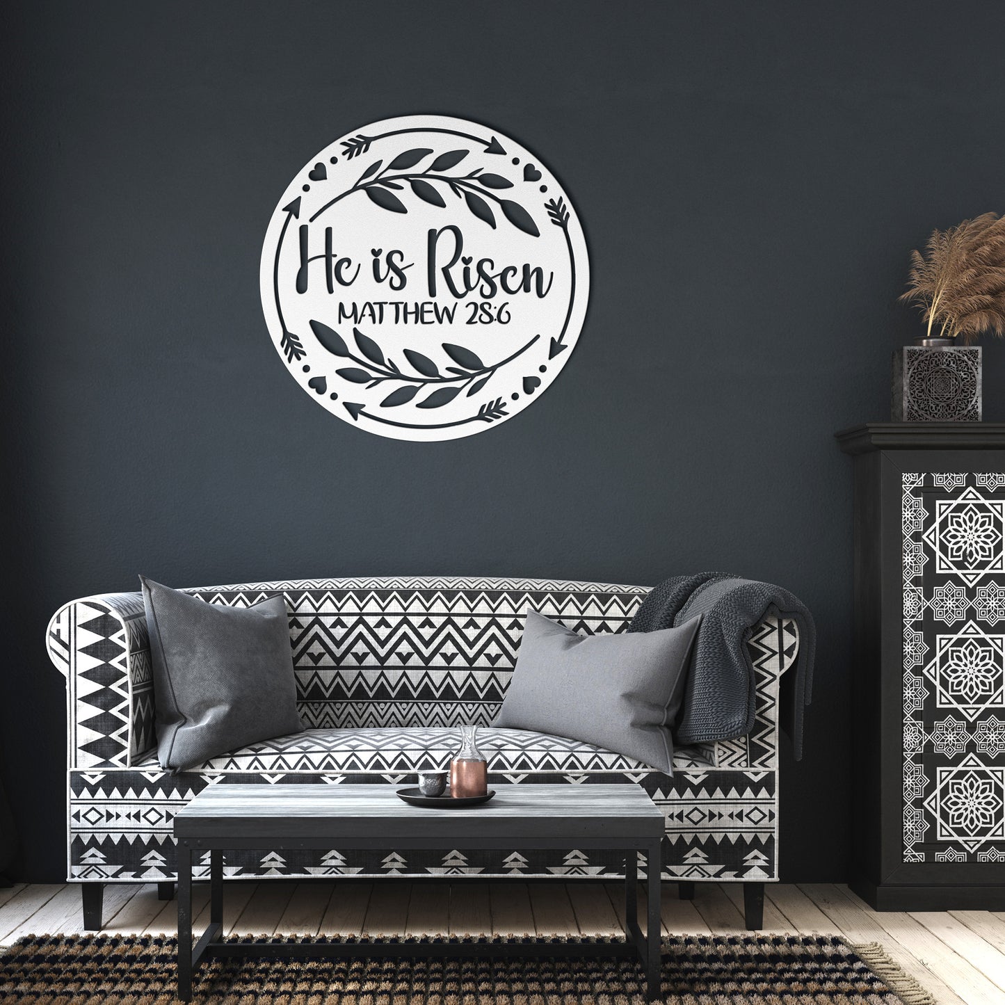 He is Risen Metal Wall Sign, Easter Sign, Faith Decor, Spring Decoration, Home Decor, Christian Metal Art