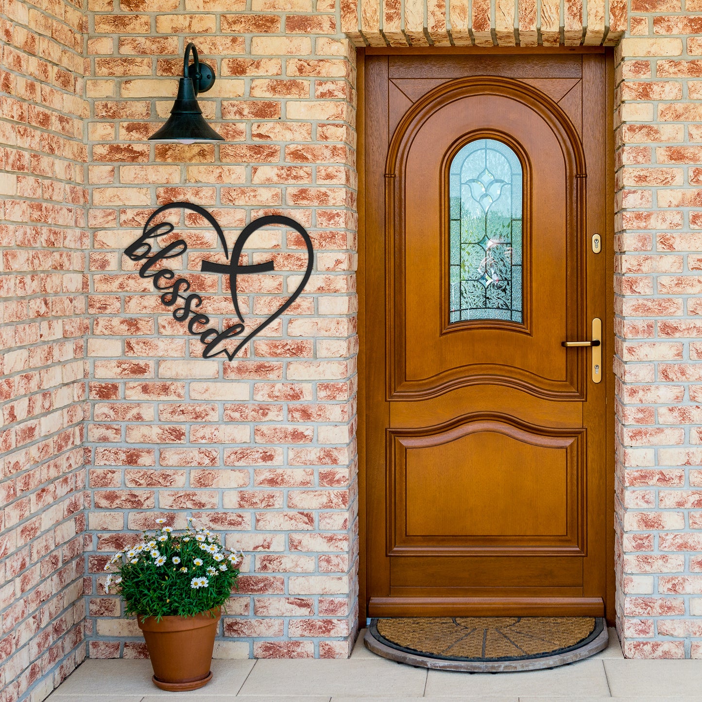 Heart Cross Metal Wall Art, Blessed Metal Word Art, Indoor Outdoor Blessed Metal Sign, Housewarming Gift, Rustic Metal Wall Art, Word Art
