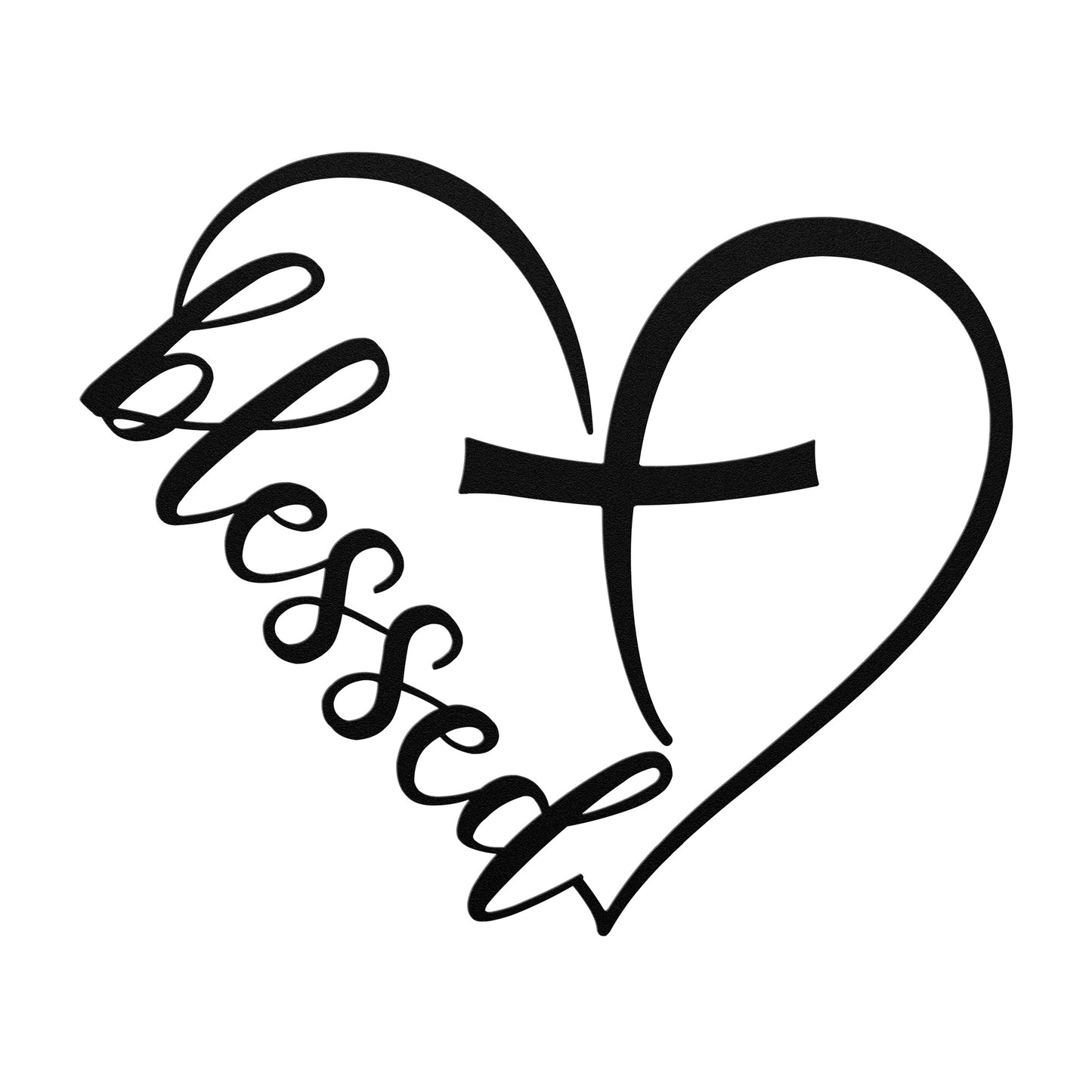 Heart Cross Metal Wall Art, Blessed Metal Word Art, Indoor Outdoor Blessed Metal Sign, Housewarming Gift, Rustic Metal Wall Art, Word Art