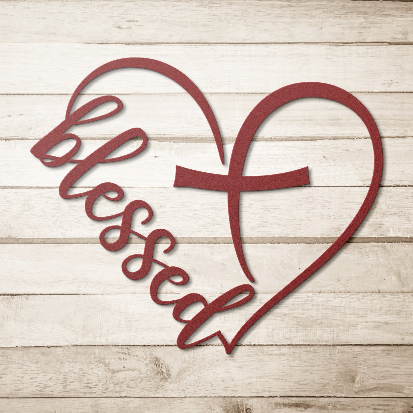 Heart Cross Metal Wall Art, Blessed Metal Word Art, Indoor Outdoor Blessed Metal Sign, Housewarming Gift, Rustic Metal Wall Art, Word Art