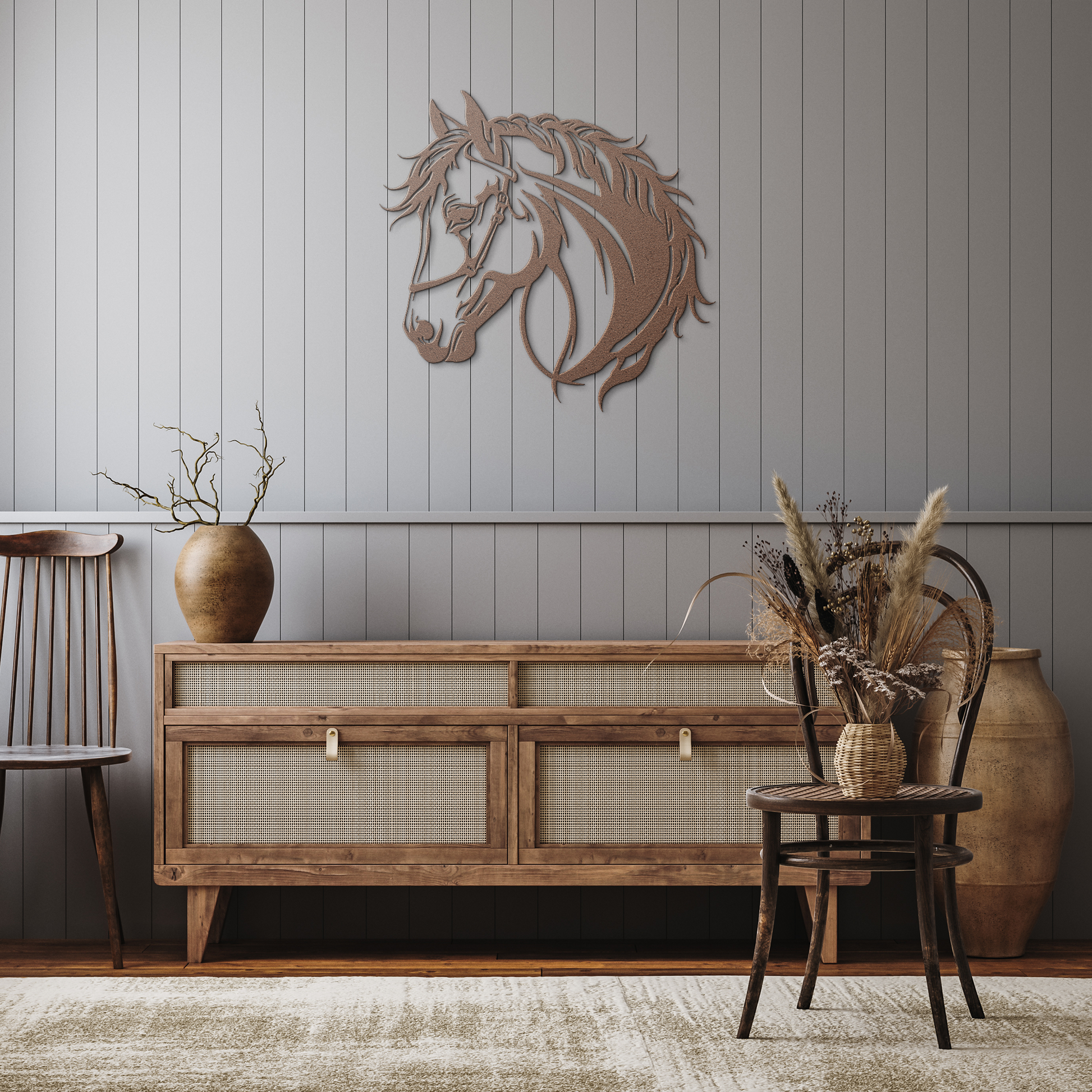Horse_Head_Metal_Sign_Western_Decor_Ho_Copper_Rustic_Hallway_Mockup.png