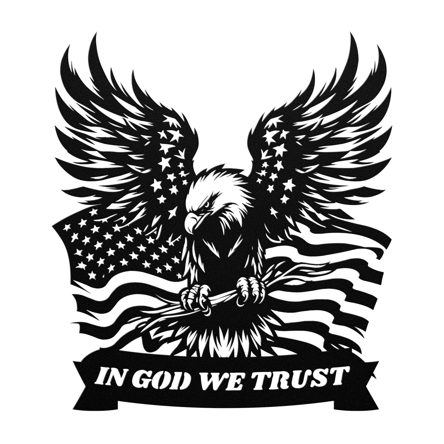 IN GOD WE TRUST AMERICAN EAGLE, USA FLAG, VETERAN GIFT, PATRIOTIC GIFT, FAITH INSPIRED METAL SIGN