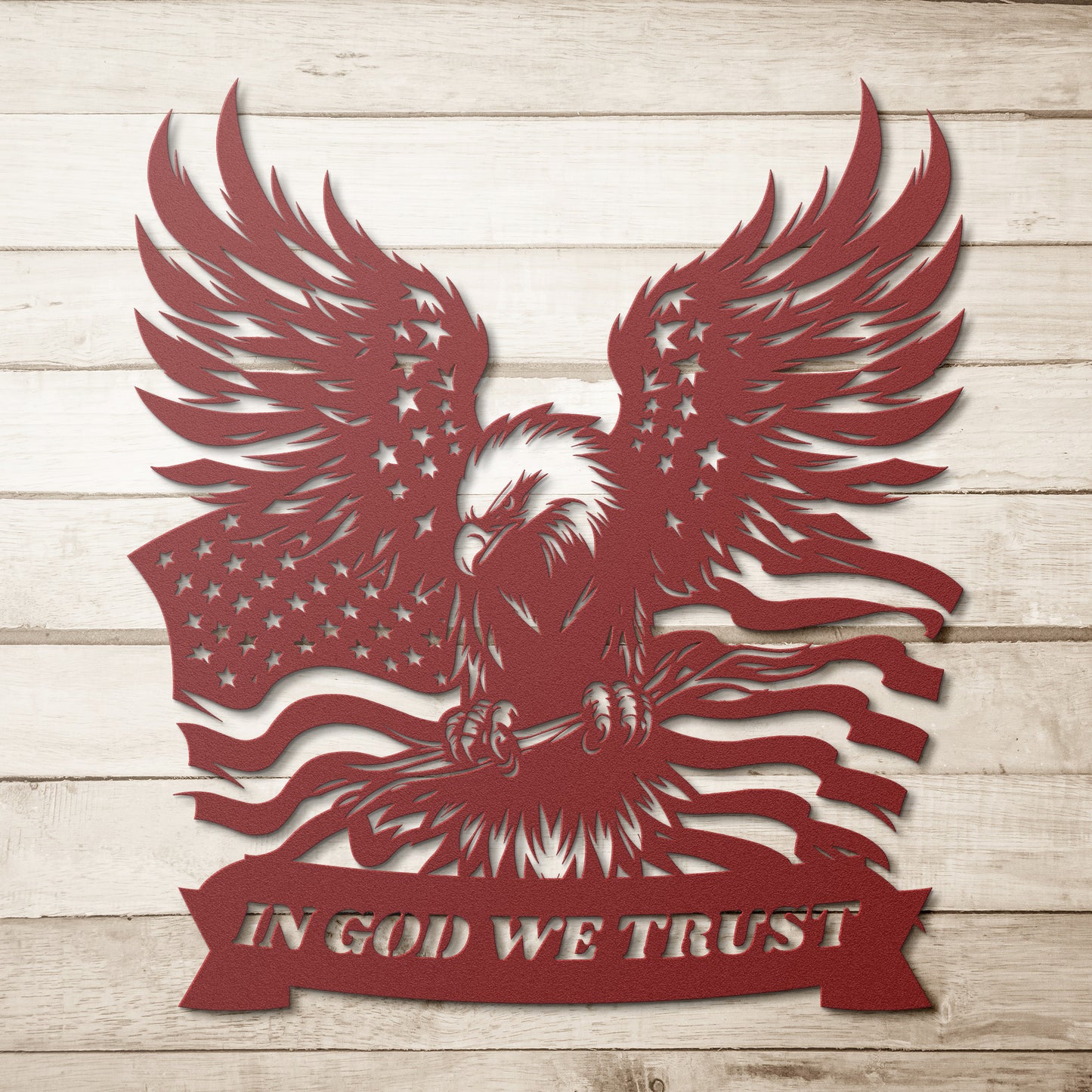 IN GOD WE TRUST AMERICAN EAGLE, USA FLAG, VETERAN GIFT, PATRIOTIC GIFT, FAITH INSPIRED METAL SIGN