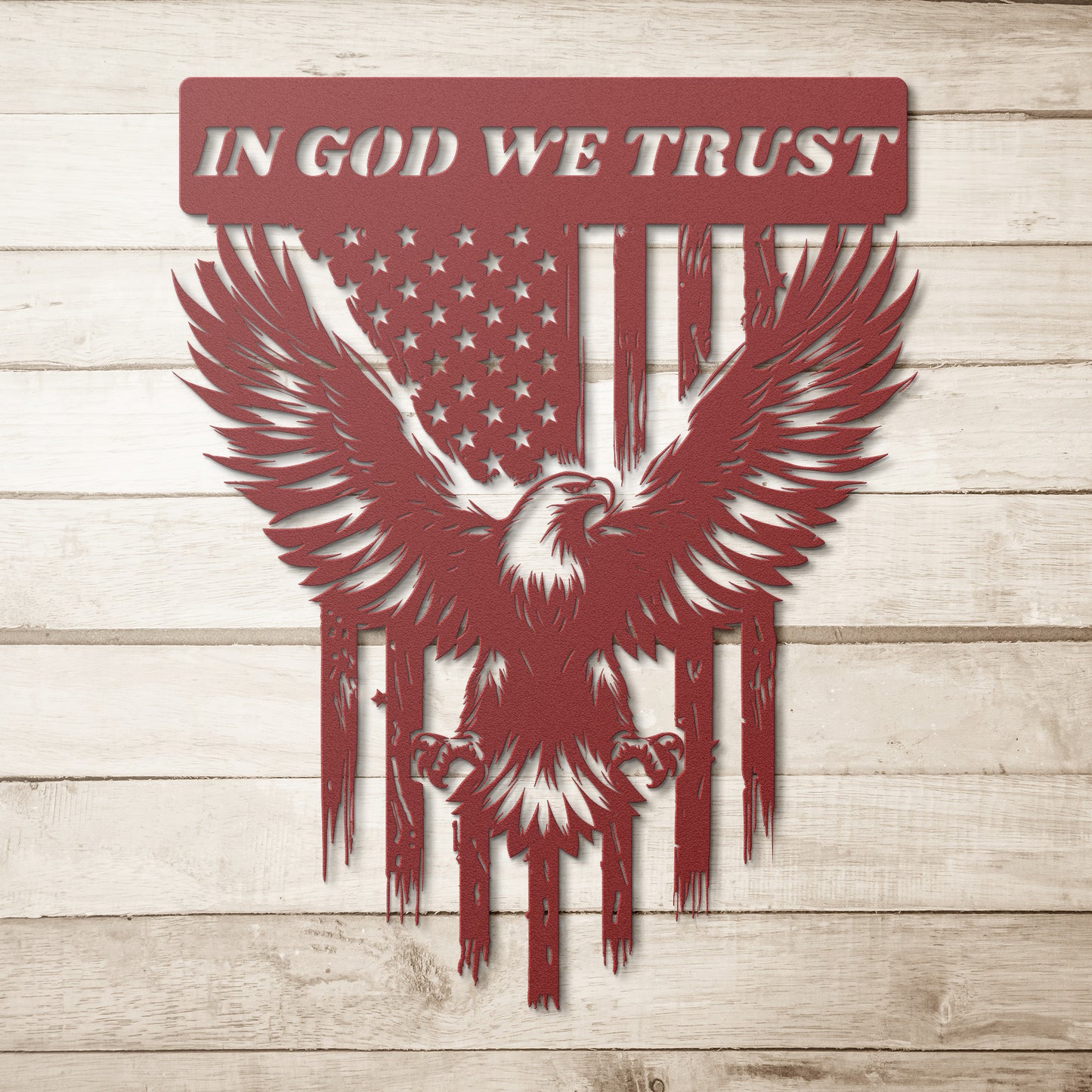 IN GOD WE TRUST AMERICAN EAGLE, USA FLAG, VETERAN GIFT, PATRIOTIC GIFT, FAITH INSPIRED METAL SIGN