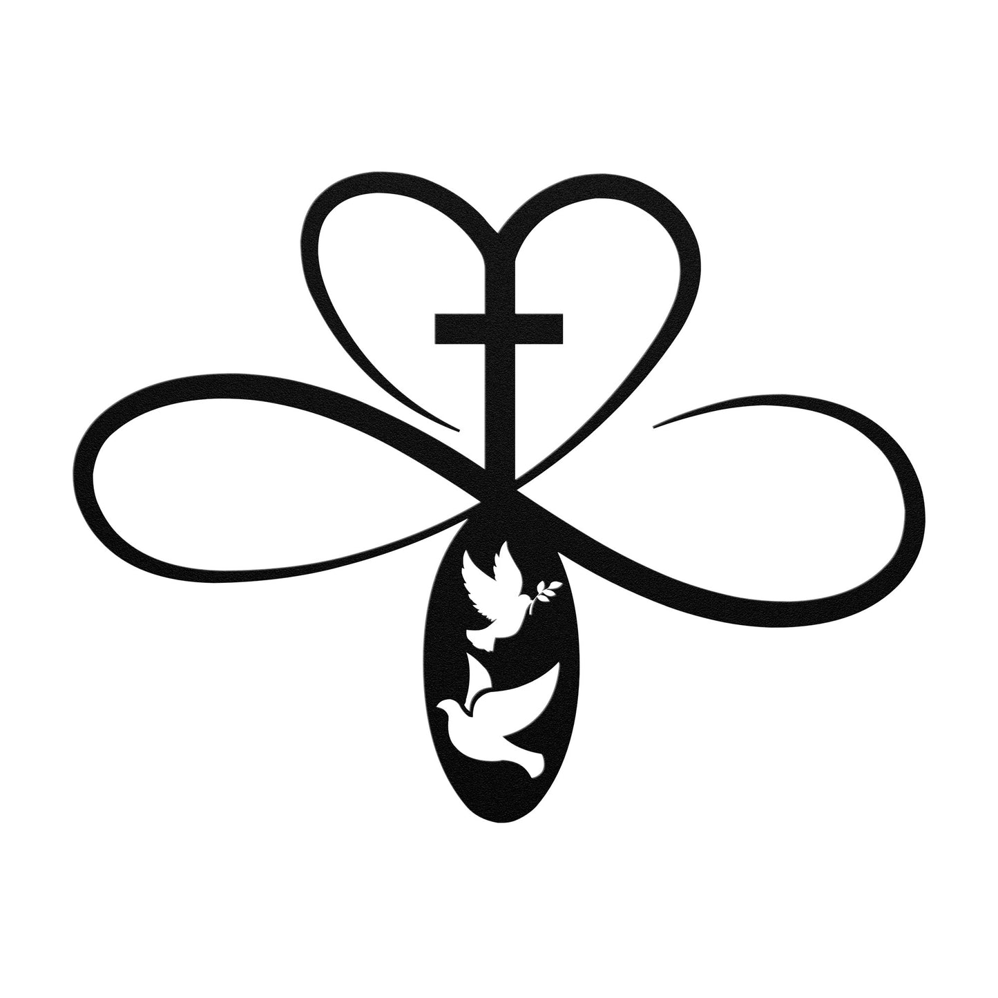 Infinity Heart Cross Metal Wall Art, Christian Gift, Religious Gift, Eternal Love