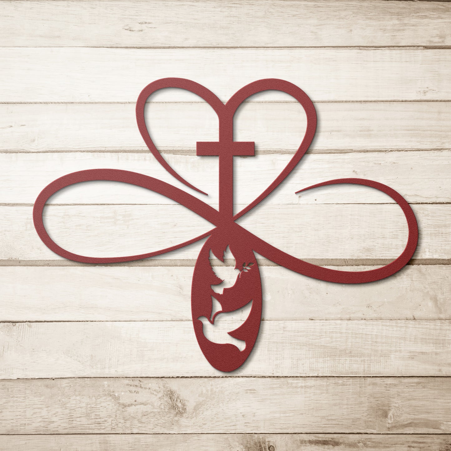 Infinity Heart Cross Metal Wall Art, Christian Gift, Religious Gift, Eternal Love