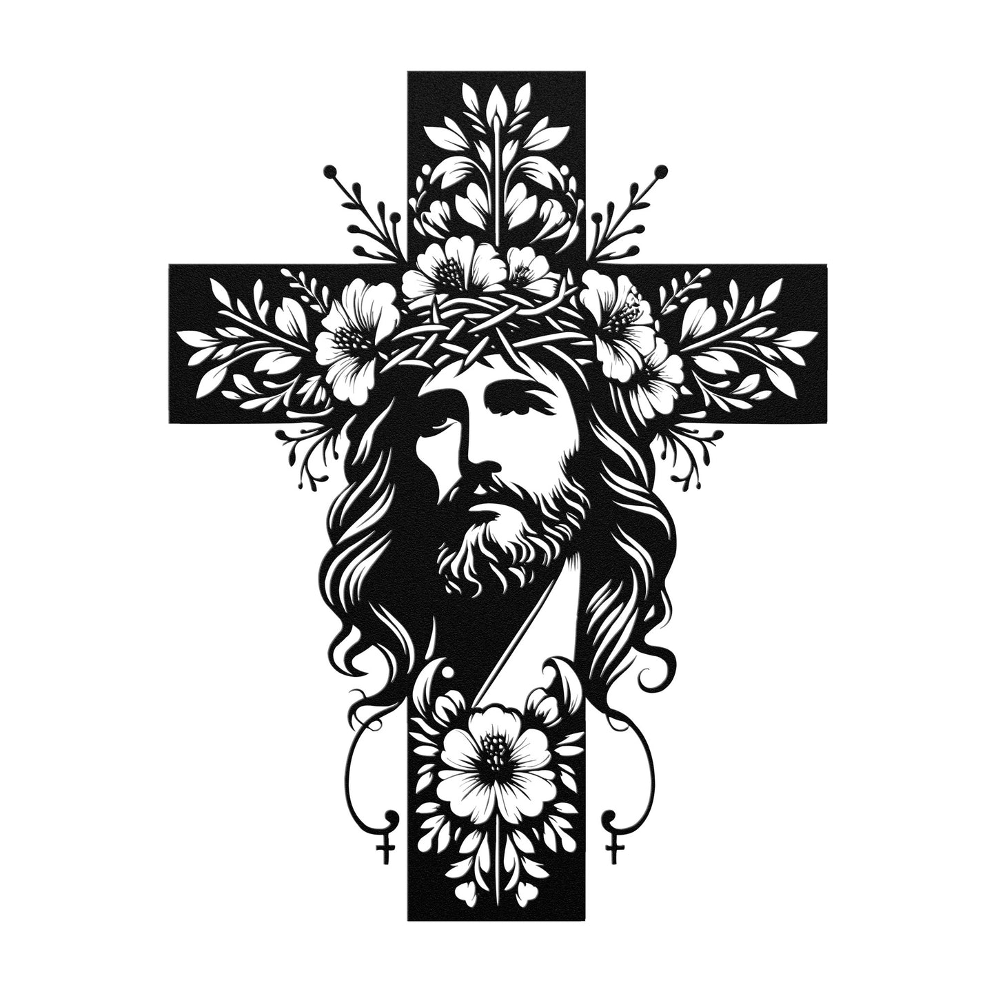Jesus Floral Cross Sign, Jesus Metal Wall Art, Christian Decor, Christmas Gift, Living Room HouseWarming Sign,