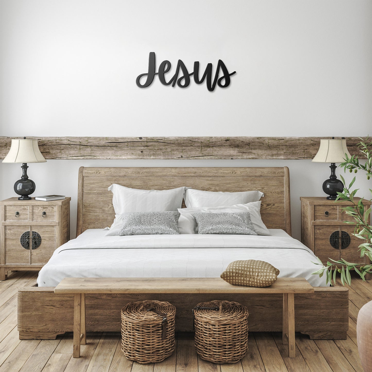 Jesus Metal Word Wall Art, Christian Decor, Metal Words, Front Door & Living room Wall Art, Housewarming Gift, Rustic Metal Wall Art