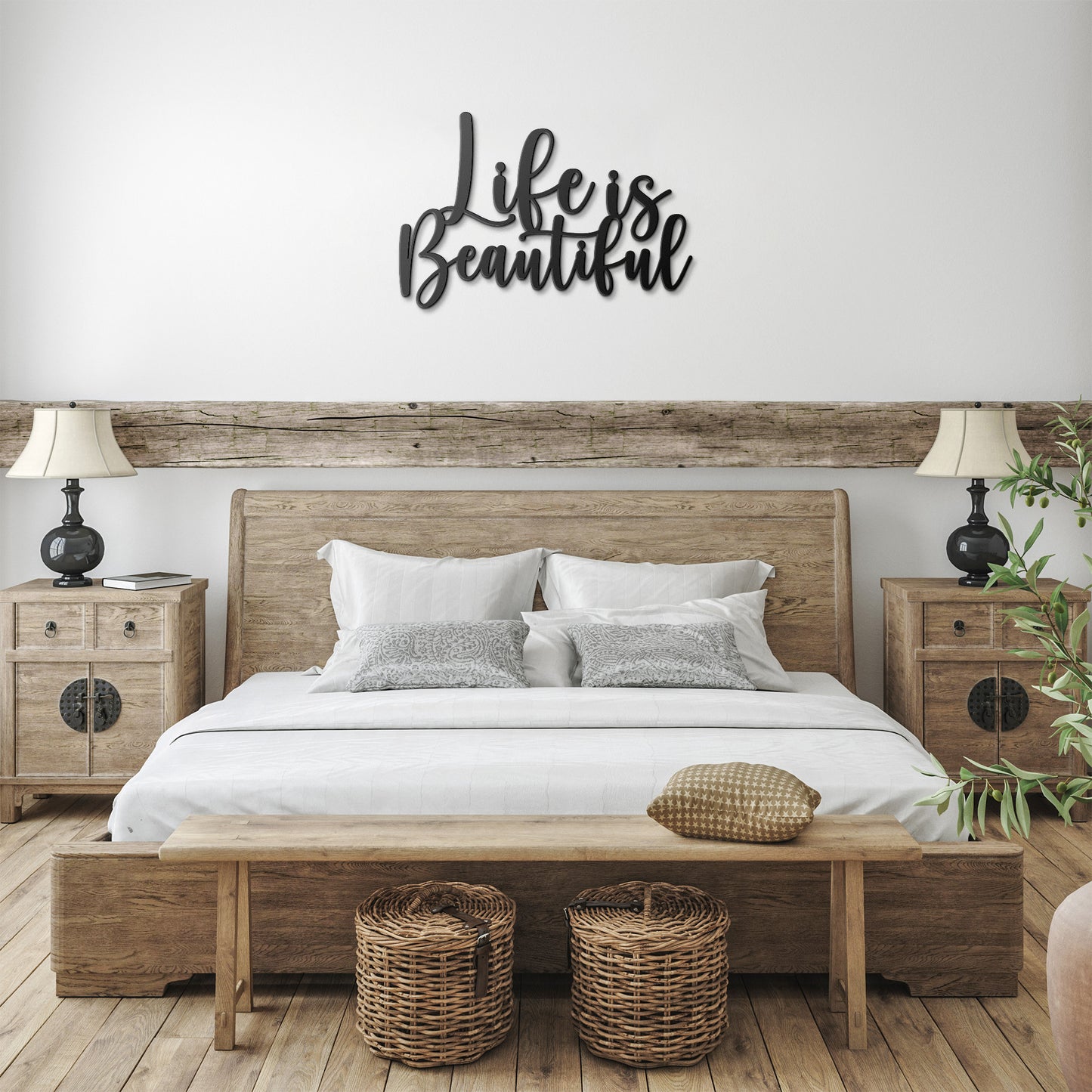 Life Is Beautiful Metal Word Art, Metal Words, Metal Wall Art, Housewarming Gift, Rustic Metal Wall Art