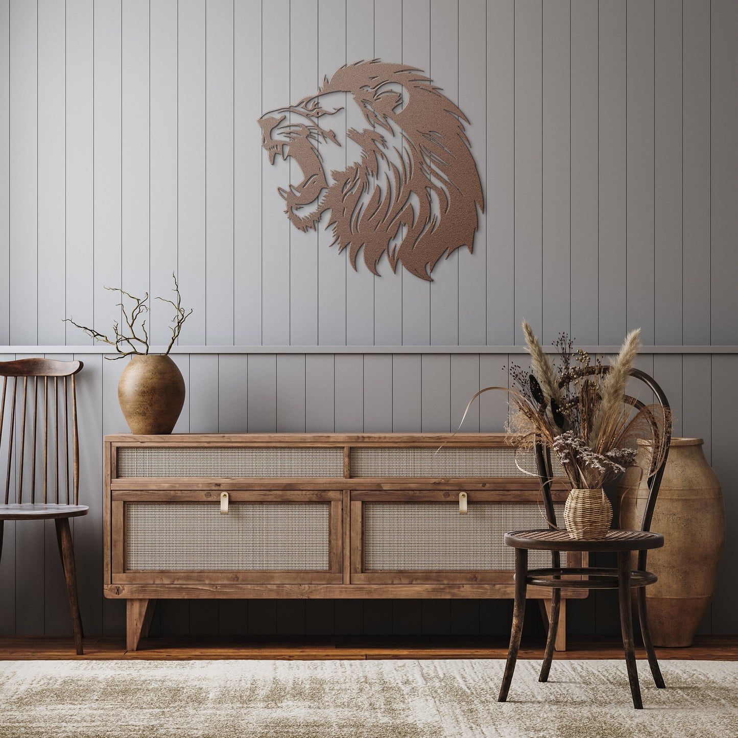 Lion Head Silhouette Metal Artwork, Metal Wall Hangings, Office Wall Art, Animal Wall decor, King of the Jungle