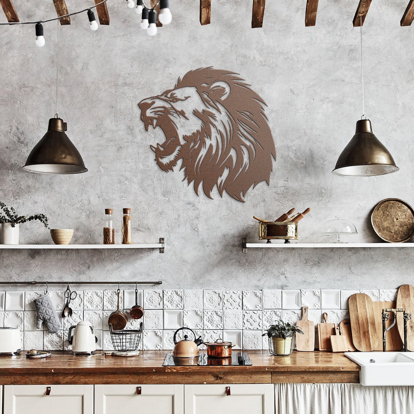 Lion Head Silhouette Metal Artwork, Metal Wall Hangings, Office Wall Art, Animal Wall decor, King of the Jungle