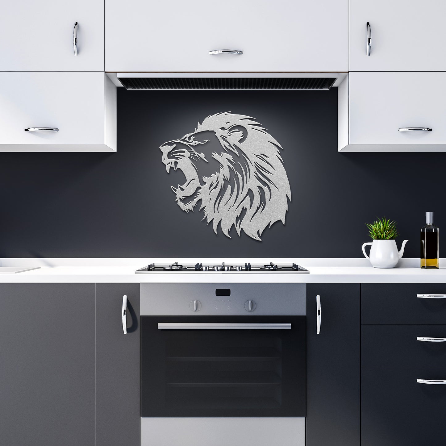 Lion Head Silhouette Metal Artwork, Metal Wall Hangings, Office Wall Art, Animal Wall decor, King of the Jungle