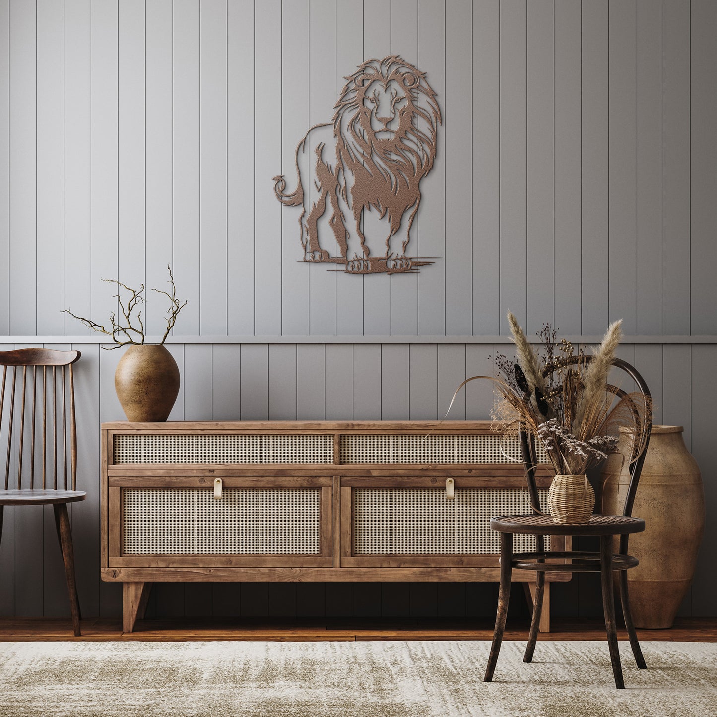 Lion Silhouette Metal Artwork, Metal Wall Hangings, Office Wall Art, Animal Wall decor, King of the Jungle