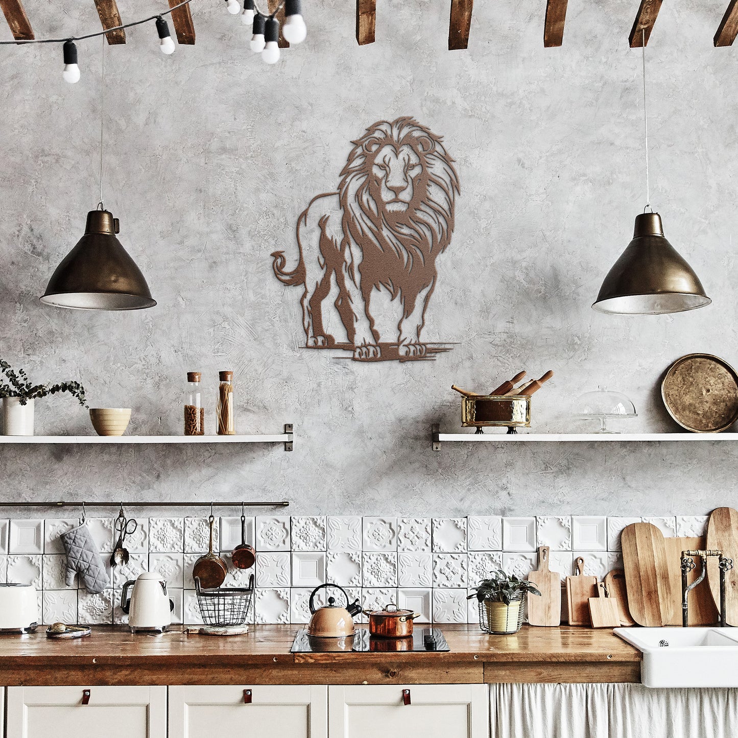 Lion Silhouette Metal Artwork, Metal Wall Hangings, Office Wall Art, Animal Wall decor, King of the Jungle