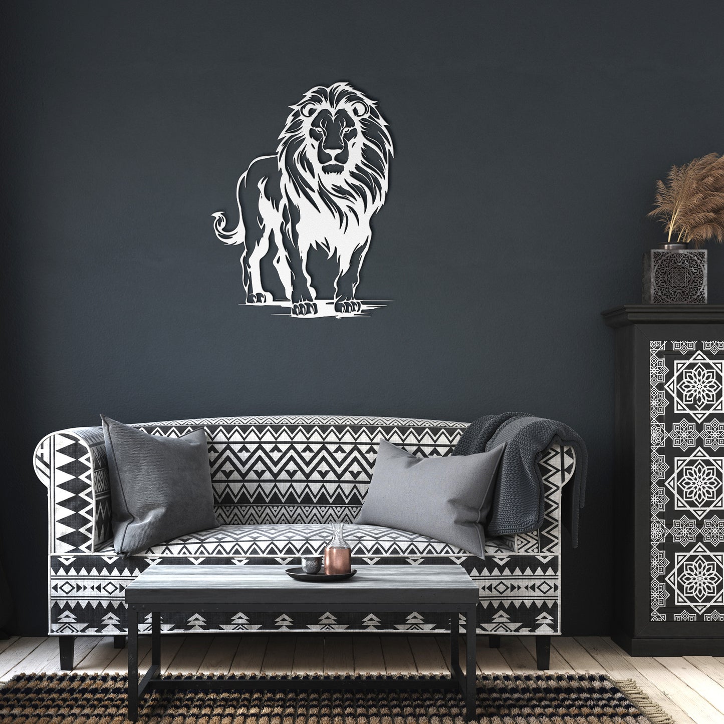 Lion Silhouette Metal Artwork, Metal Wall Hangings, Office Wall Art, Animal Wall decor, King of the Jungle