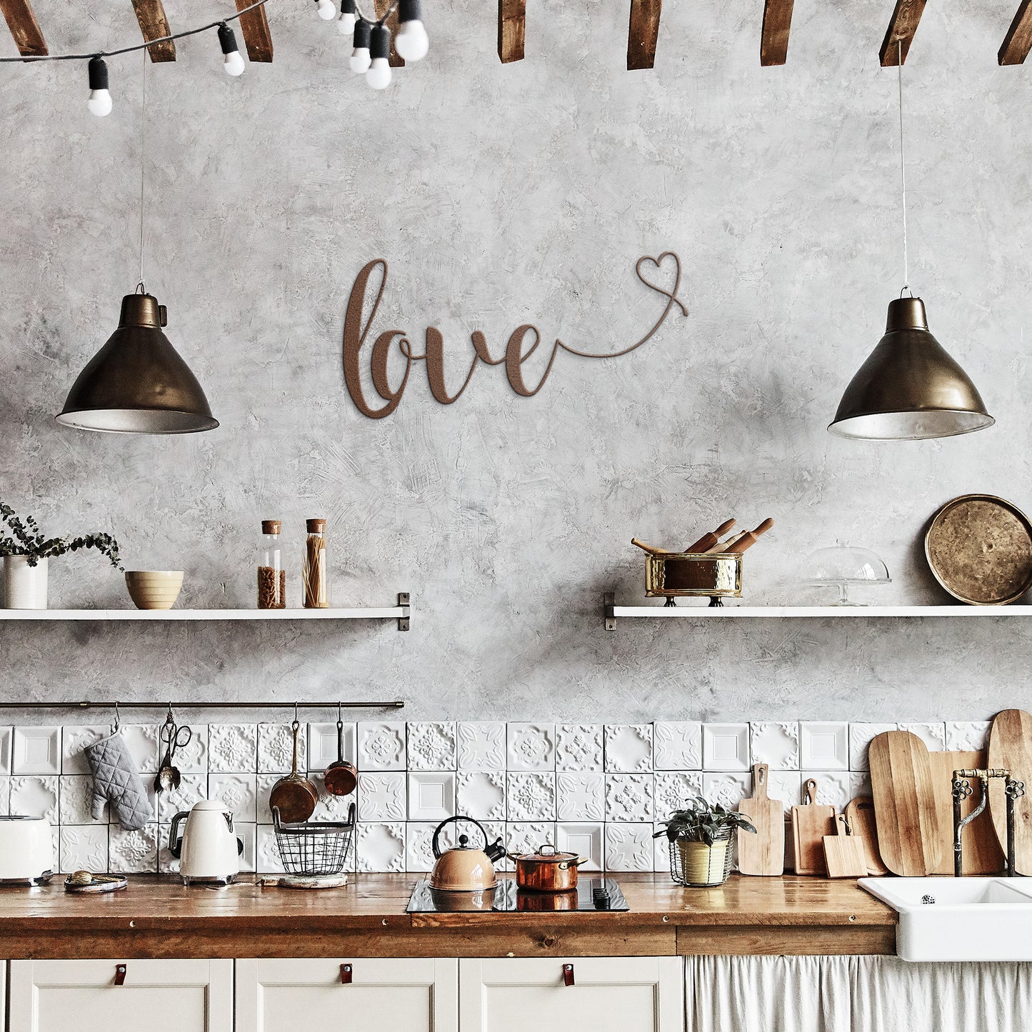 Love Metal Word Art, Metal Words, Christian Sign, Metal Wall Art, Housewarming Gift, Rustic Metal Wall Art