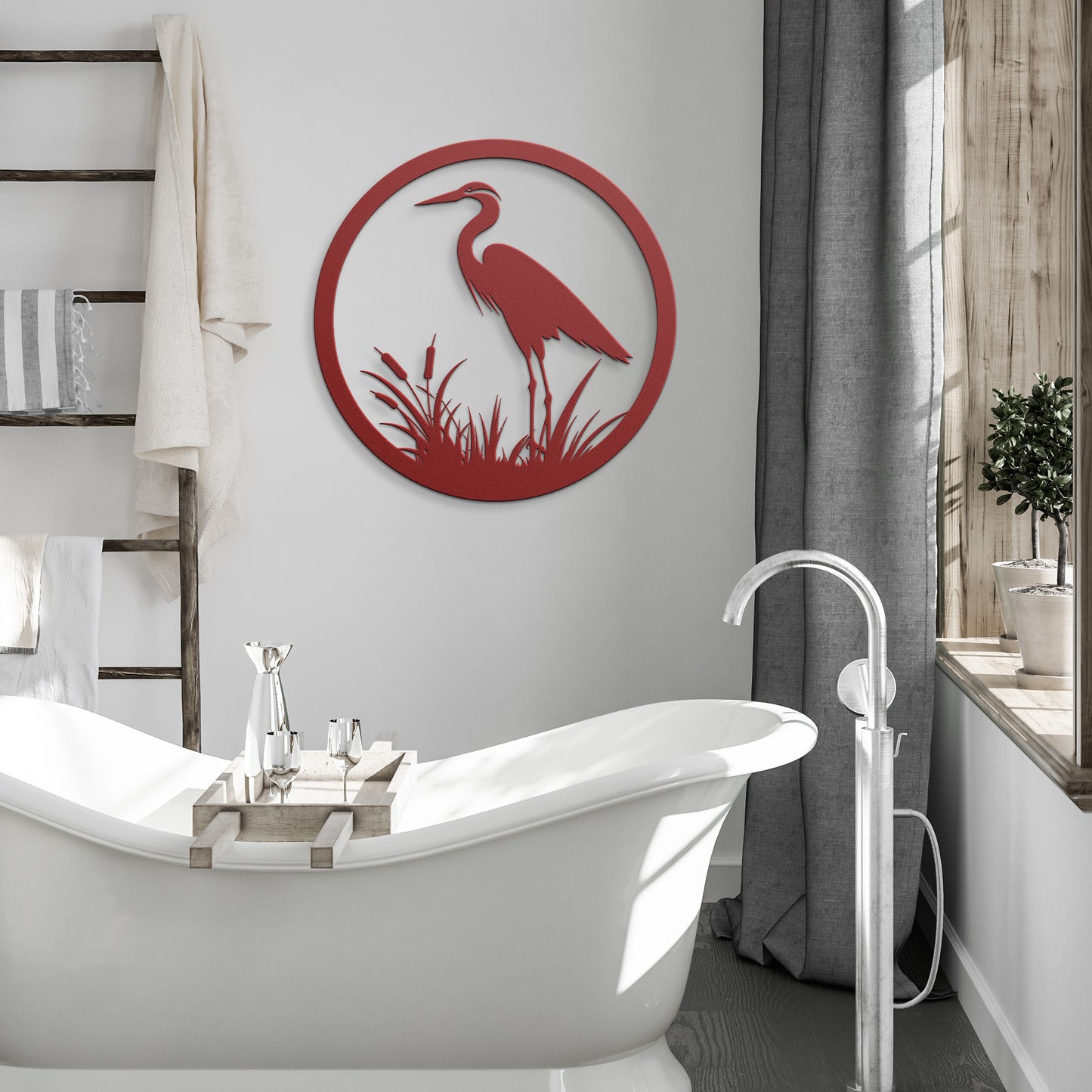 Metal Bird Sign, Blue Heron and Water Metal Wall Sign - Lake House Sign - Heron Art