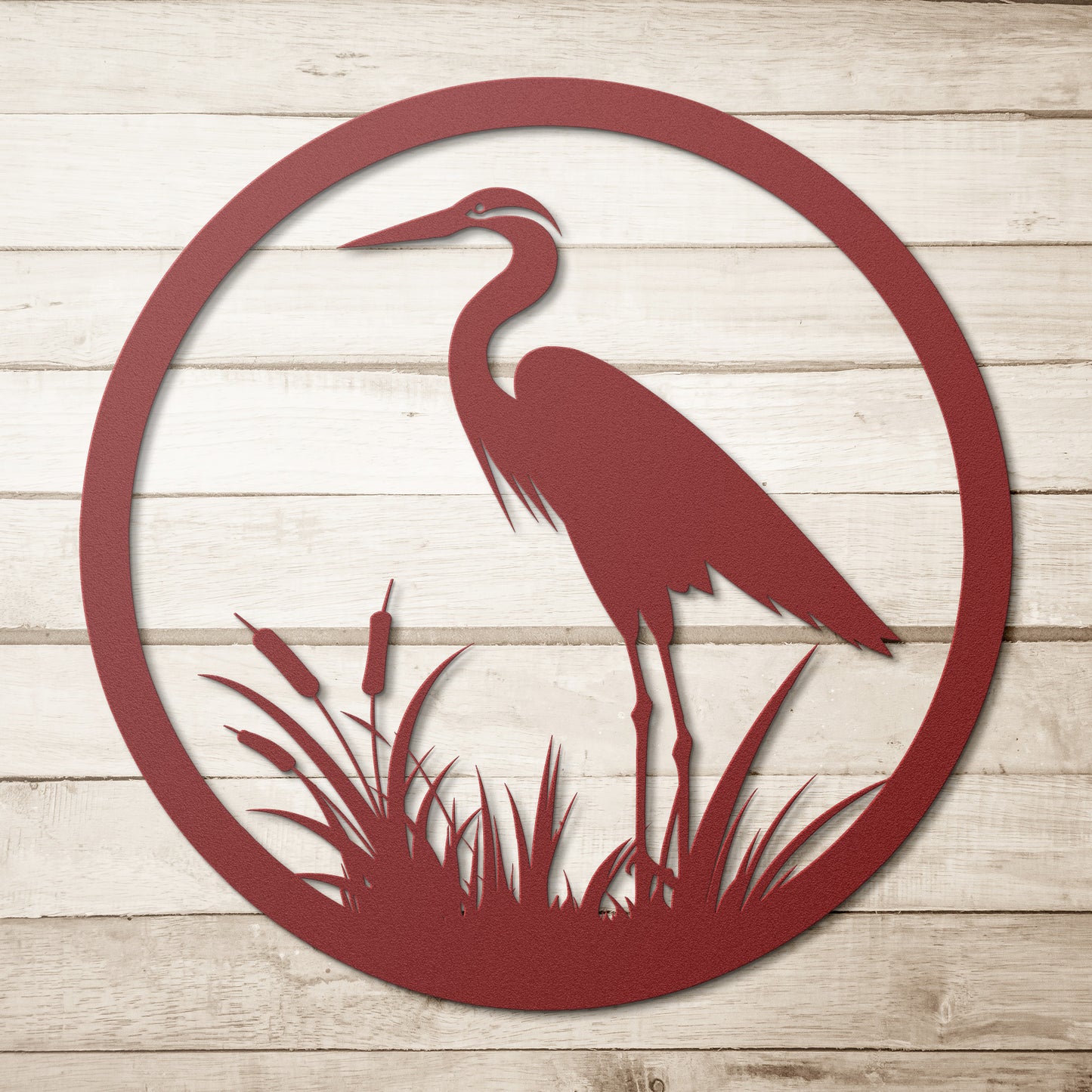 Metal Bird Sign, Blue Heron and Water Metal Wall Sign - Lake House Sign - Heron Art