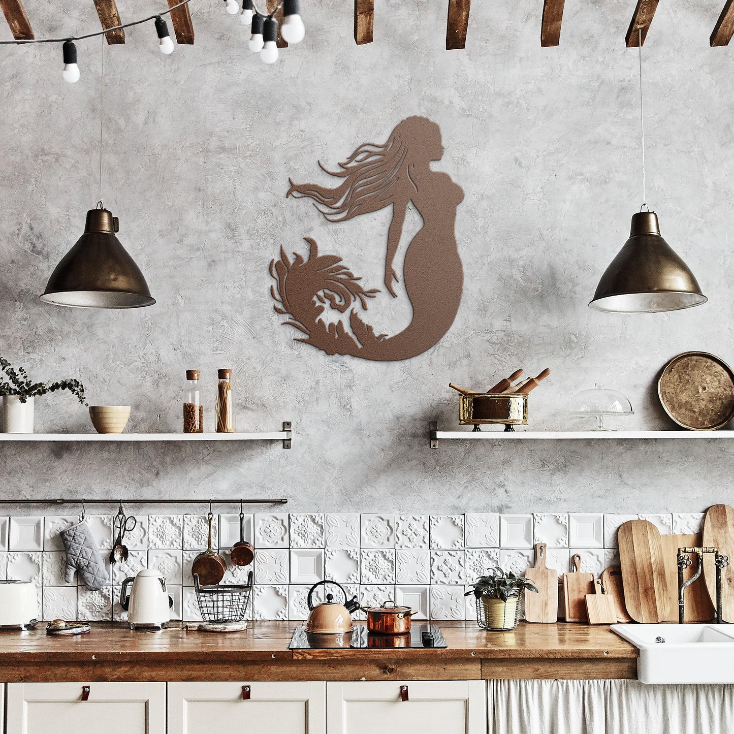 Metal Mermaid Wall Art Decor, Mermaid Sign, Poolside Sign, Nautical Decor, Beach House Decor