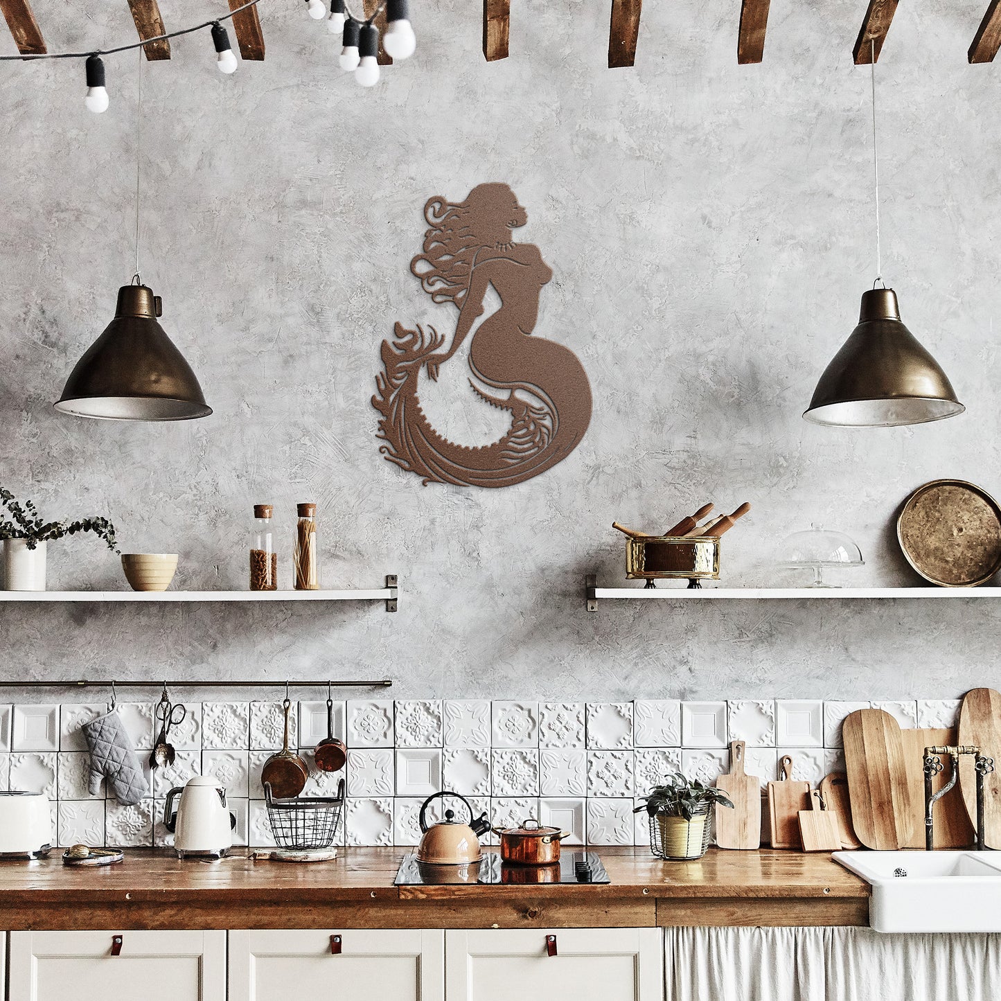 Metal Mermaid Wall Art Decor, Mermaid Sign, Poolside Sign, Nautical Decor, Beach House Decor