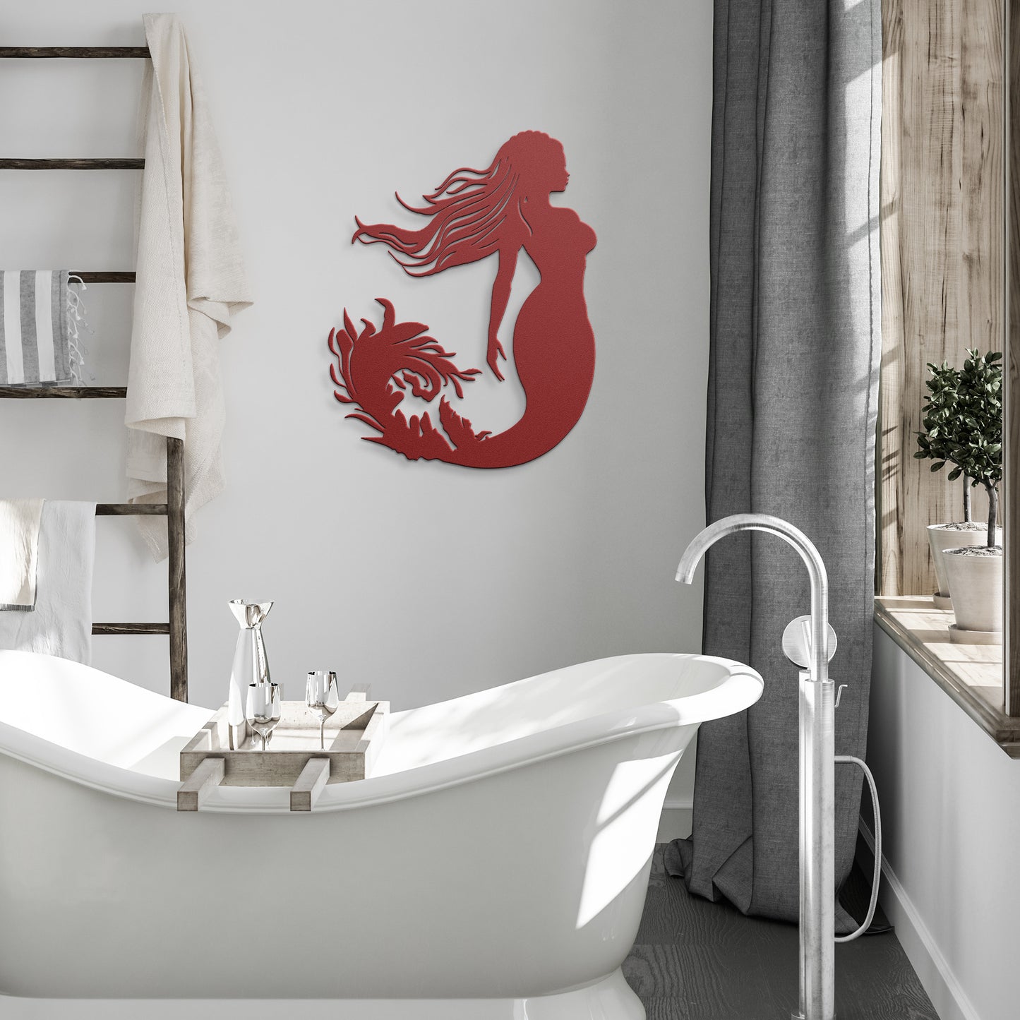 Metal Mermaid Wall Art Decor, Mermaid Sign, Poolside Sign, Nautical Decor, Beach House Decor