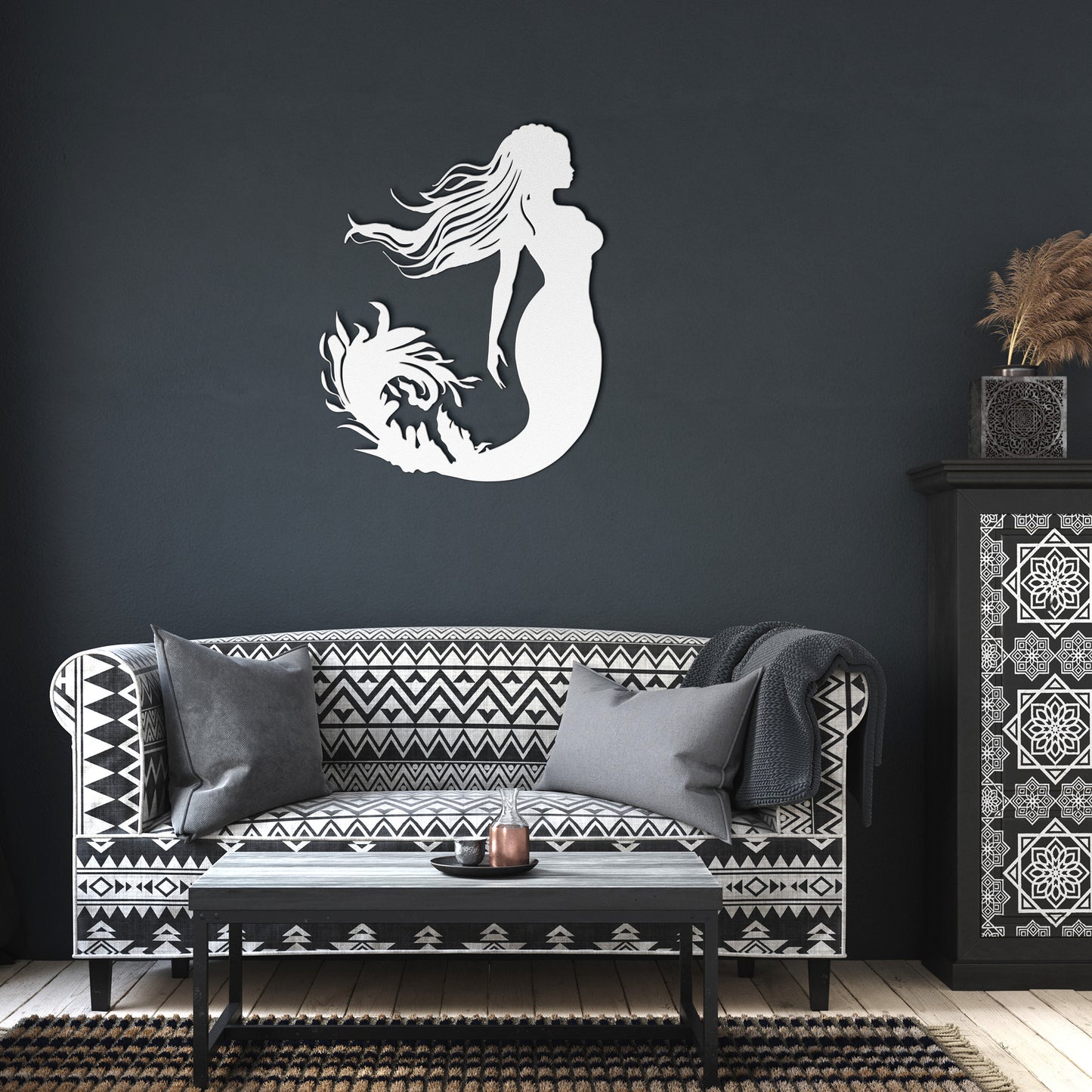 Metal Mermaid Wall Art Decor, Mermaid Sign, Poolside Sign, Nautical Decor, Beach House Decor
