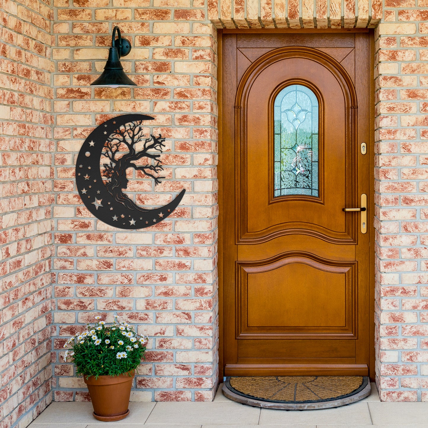 Moon, Tree & Girl Metal Wall Art, Moon Witch Art, Woman And Moon Art, Celestial Art, Home Decor