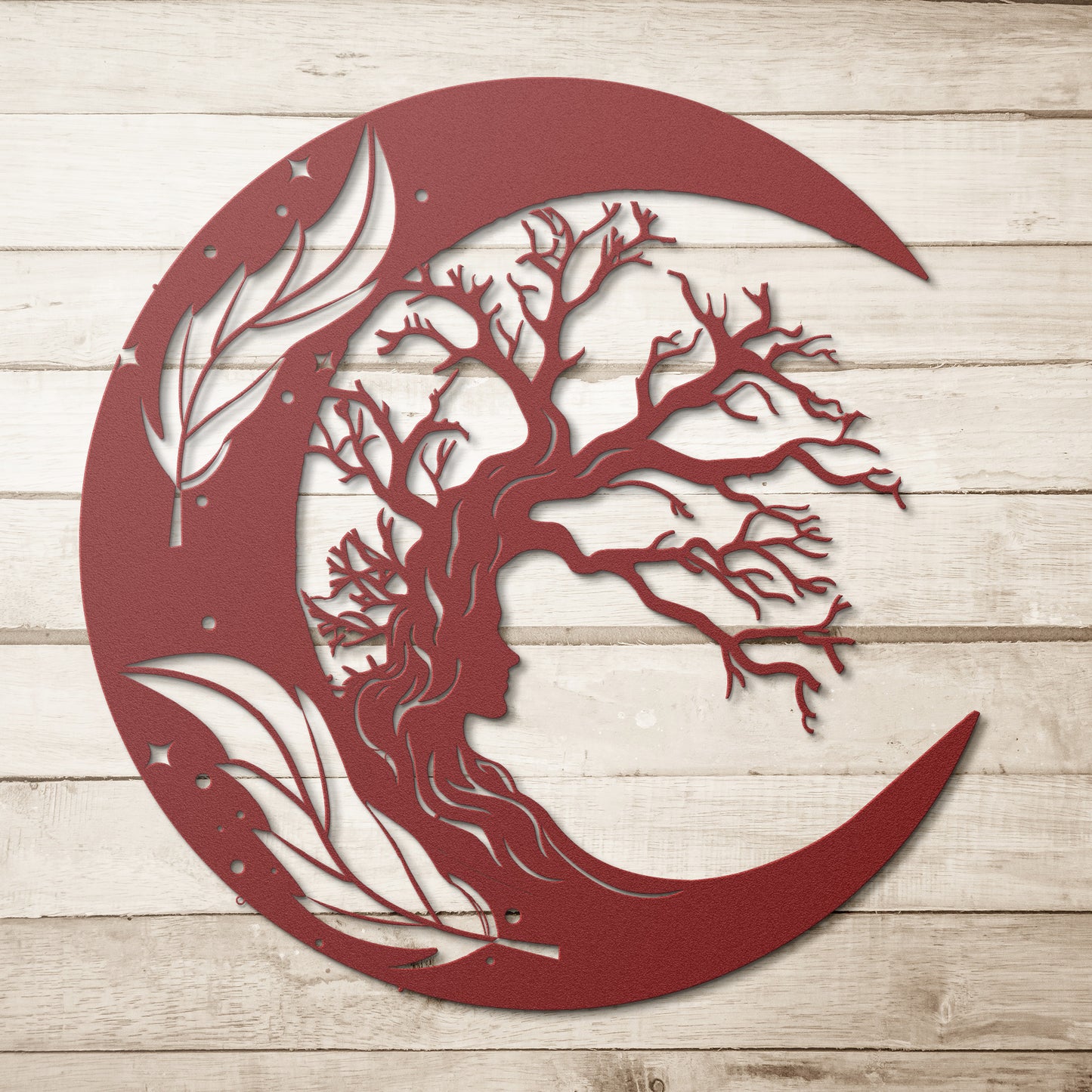 Moon, Tree & Girl Metal Wall Art, Moon Witch Art, Woman And Moon Art, Celestial Art, Home Decor