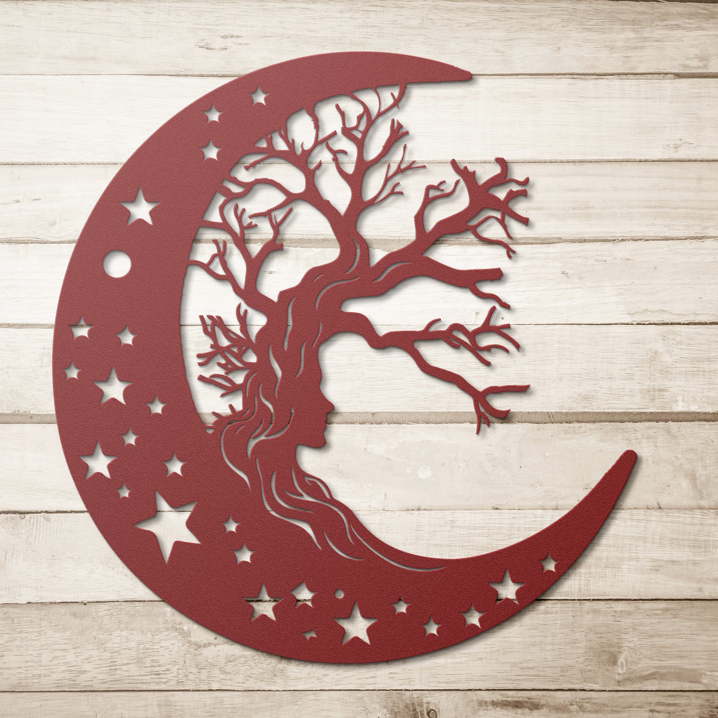 Moon, Tree & Girl Metal Wall Art, Moon Witch Art, Woman And Moon Art, Celestial Art, Home Decor
