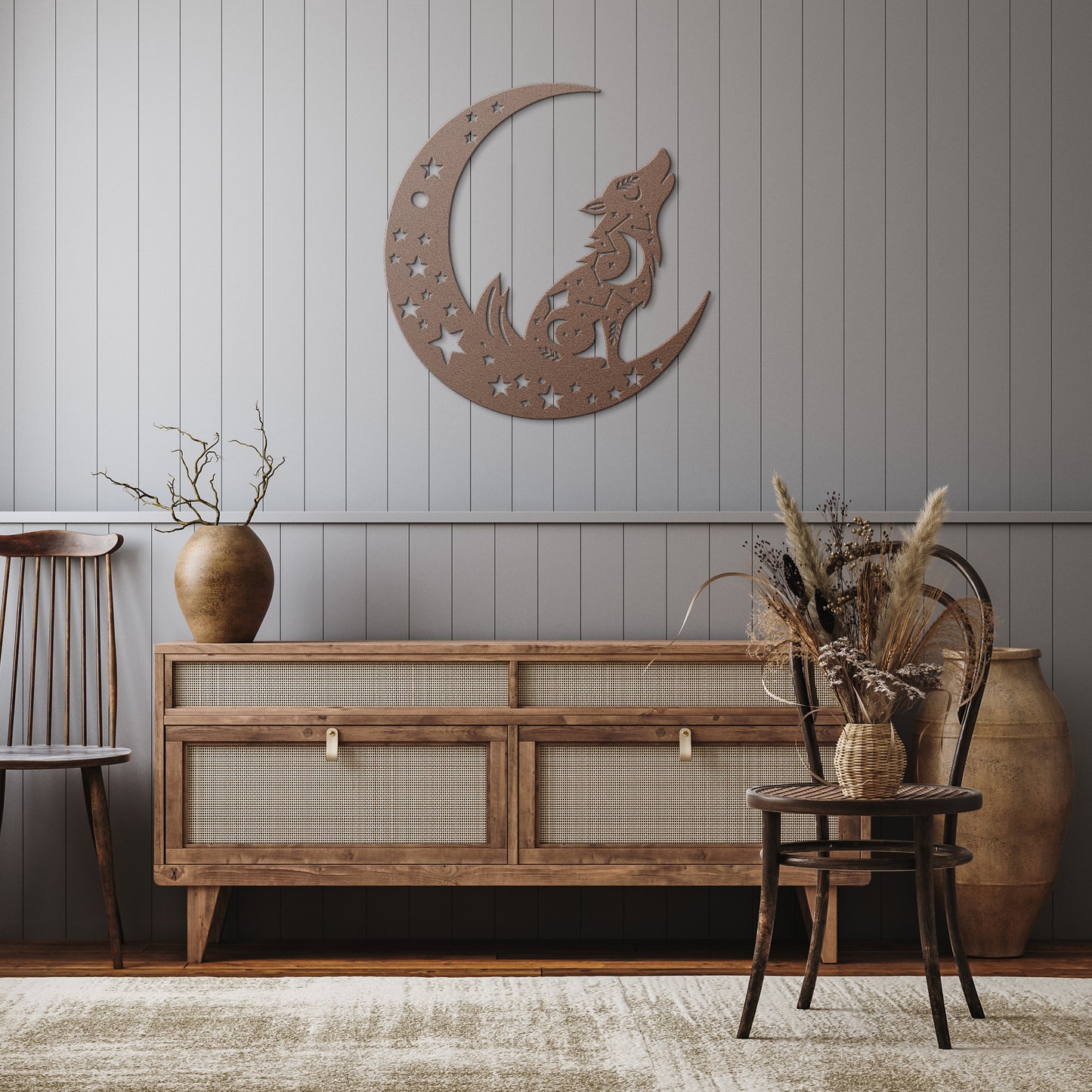 Moon & Fox Metal Wall Art, Moon Art, Fox And Moon Art, Celestial Art, Home Decor