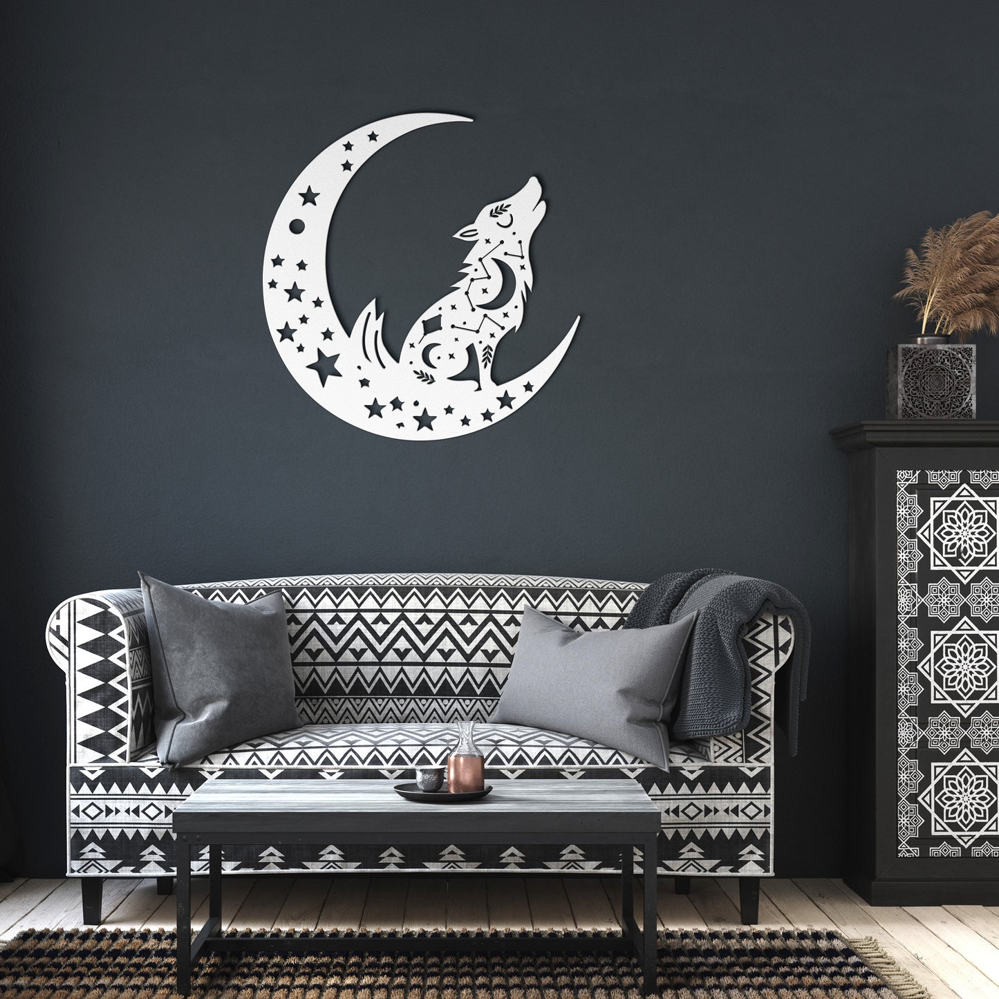 Moon & Fox Metal Wall Art, Moon Art, Fox And Moon Art, Celestial Art, Home Decor